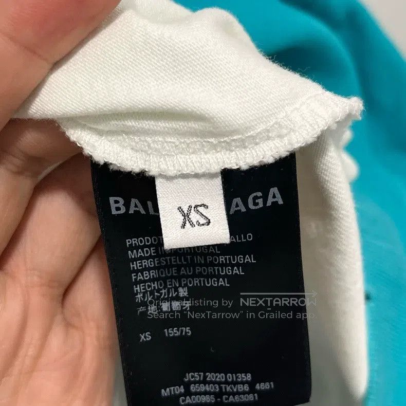 Balenciaga Balenciaga Lake Blue Printed Logo Ripped White Base Hooded Size US XS / EU 42 / 0 - 6 Thumbnail