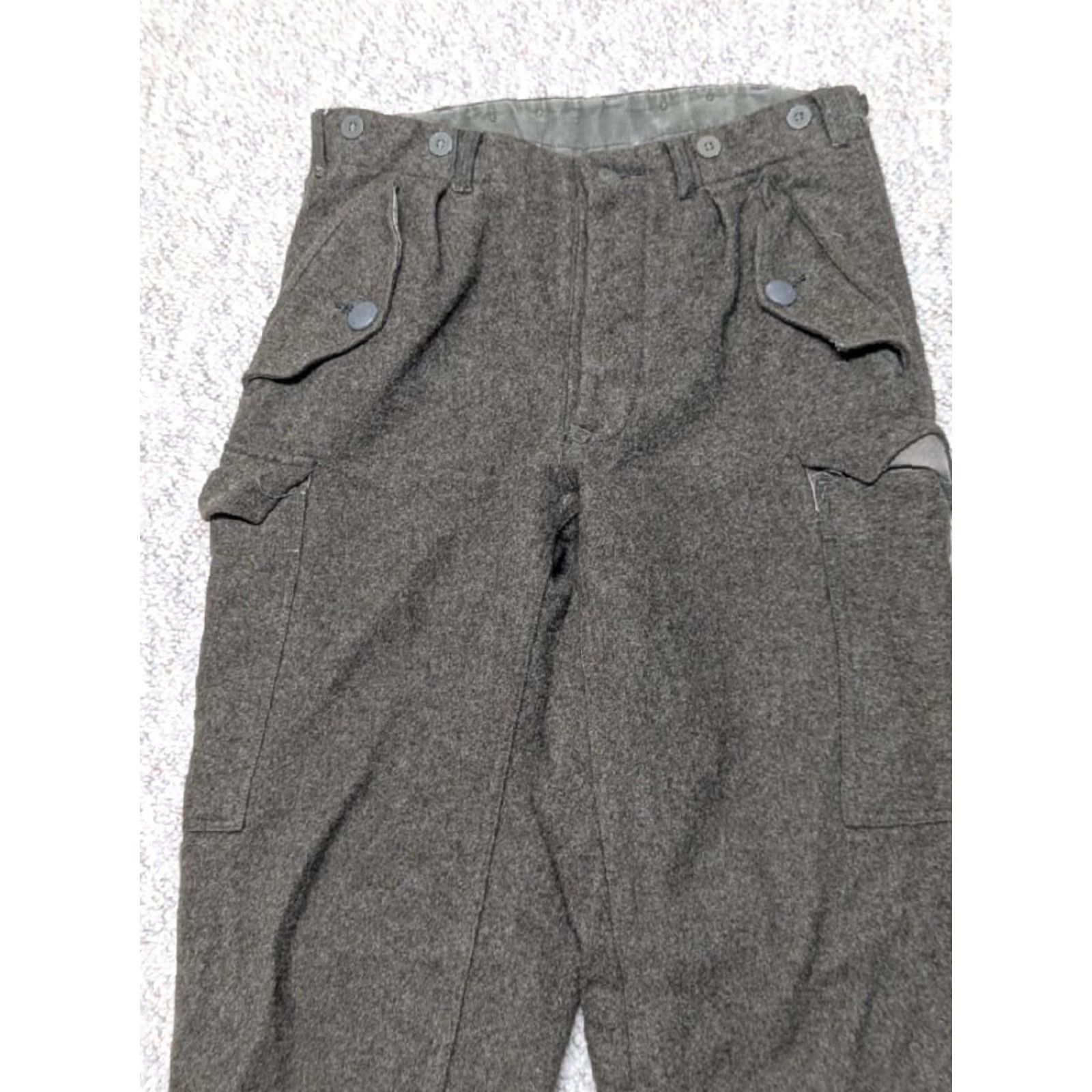 Vintage VINTAGE swedish WWII army pants WOOL military green C-48 sweden CARGO Size US 30 / EU 46 - 3 Thumbnail