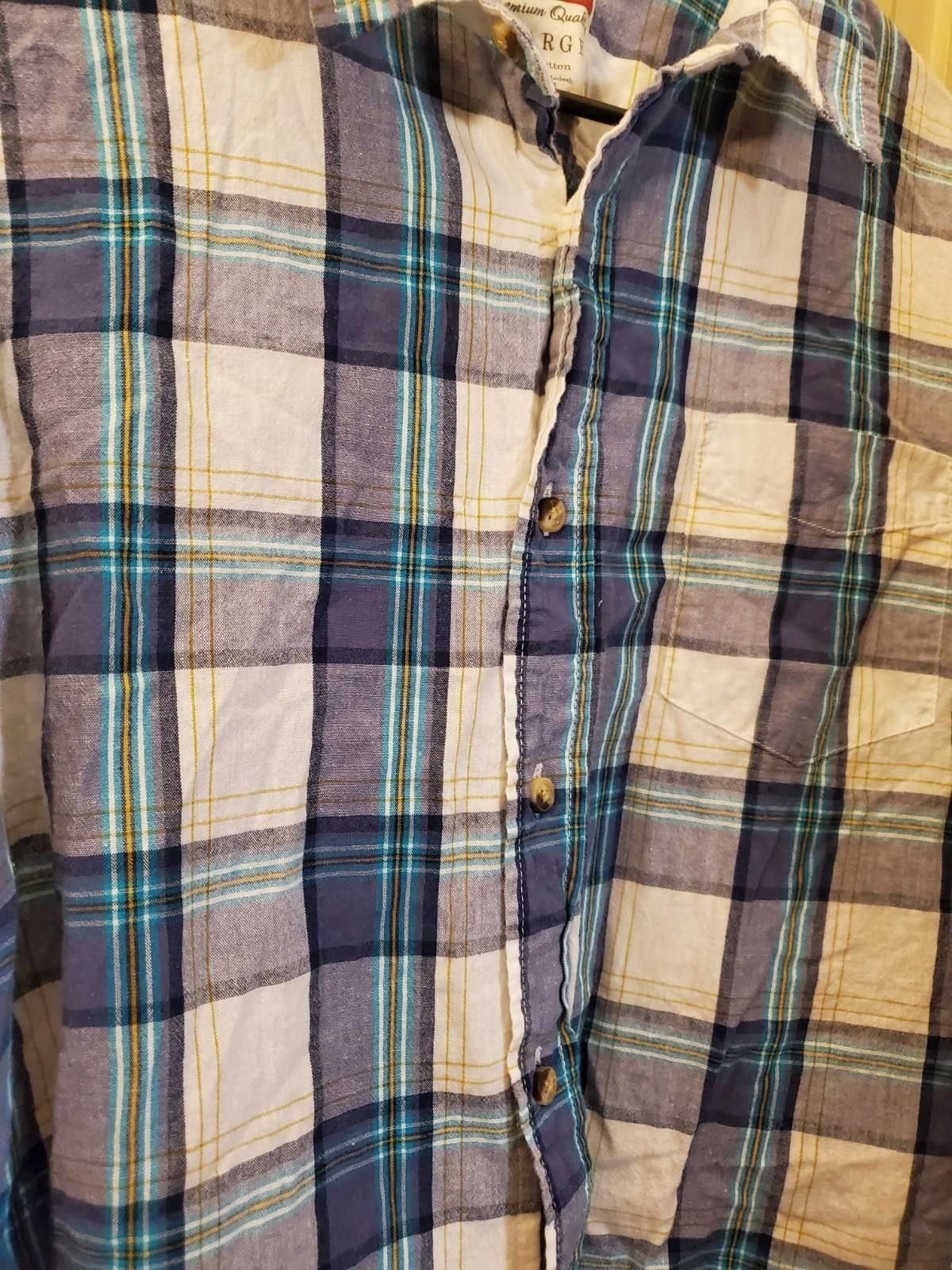 Wrangler Wrangler Men's Blue Plaid Shirt XL Button Down Pocket Size US XL / EU 56 / 4 - 2 Thumbnail