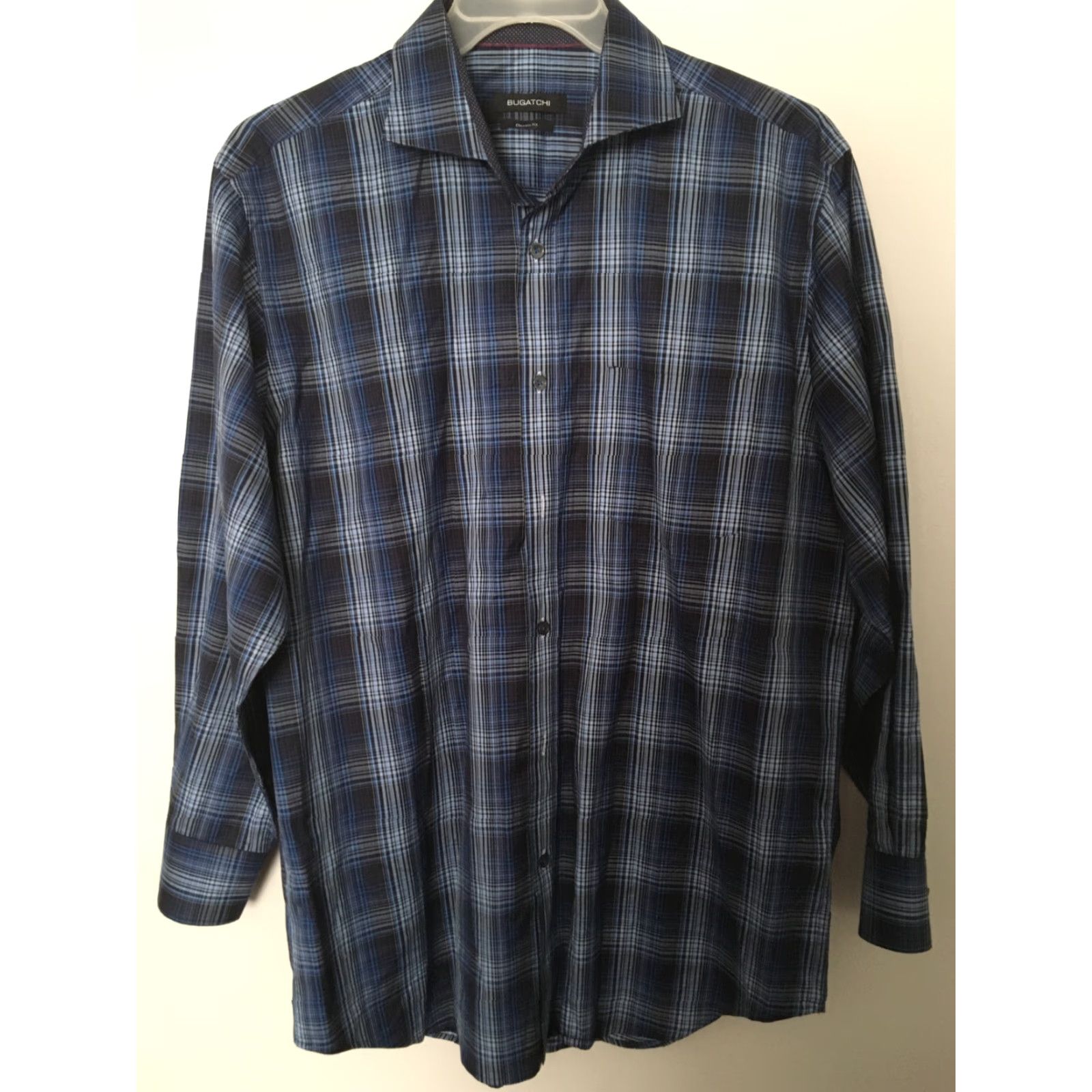 BUGATCHI Bugatchi Mens Shirt Button-Down Plaid Blue Casual L Size US L / EU 52-54 / 3 - 2 Thumbnail