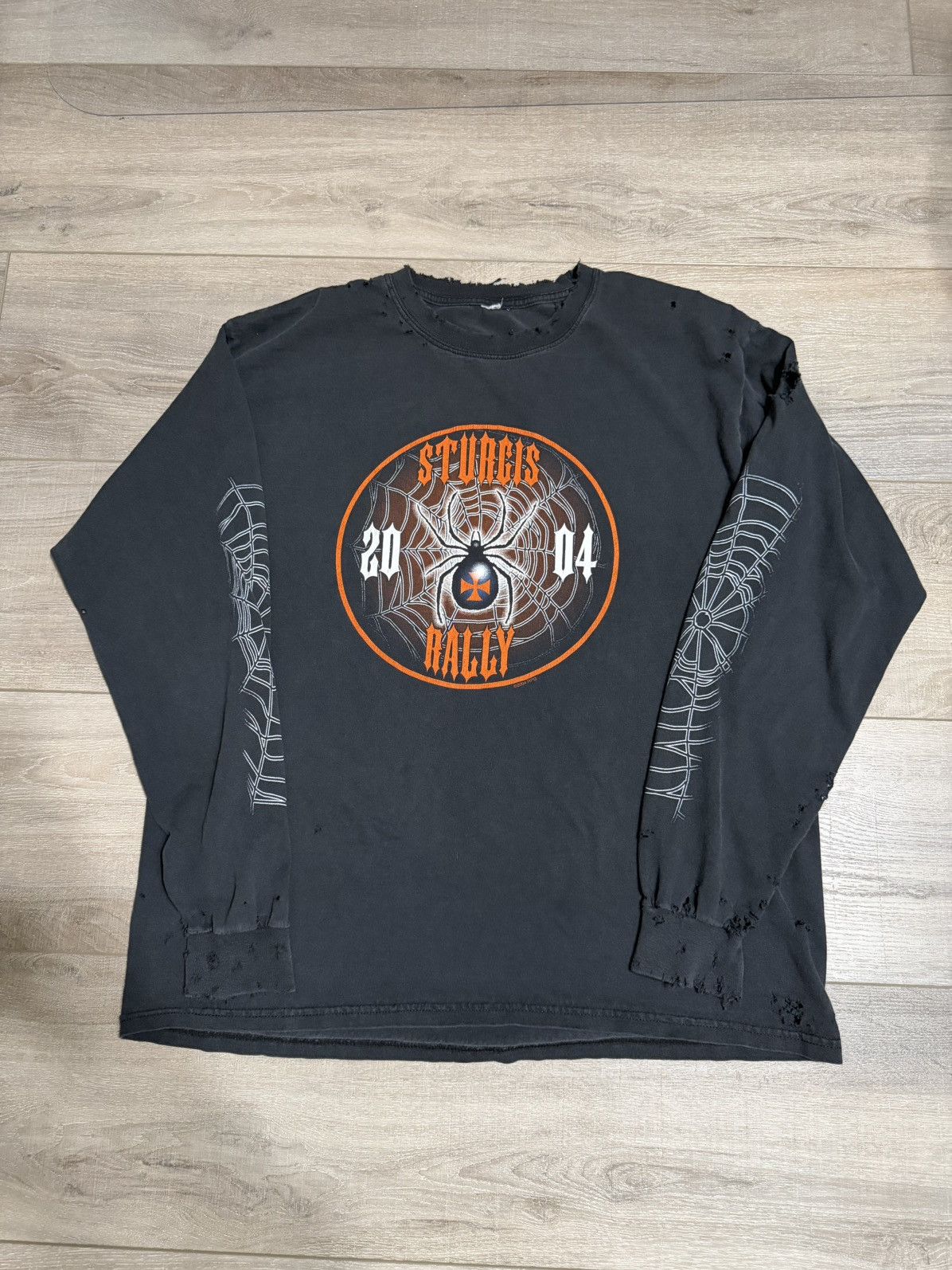 Harley Davidson Vintage Spider Web Biker Long Sleeve Size US XL / EU 56 / 4 - 1 Thumbnail