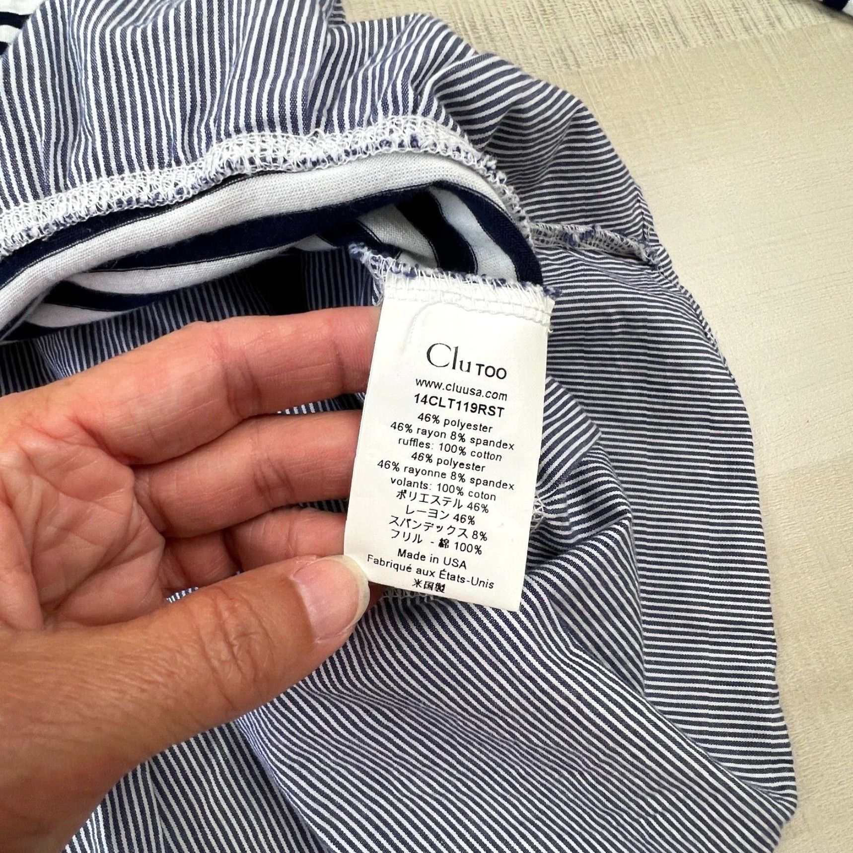 Vintage Clu Too Womens Navy Blue White Striped Tunic Top Small Long Sleeve Flounce Shirt Size S / US 4 / IT 40 - 4 Thumbnail