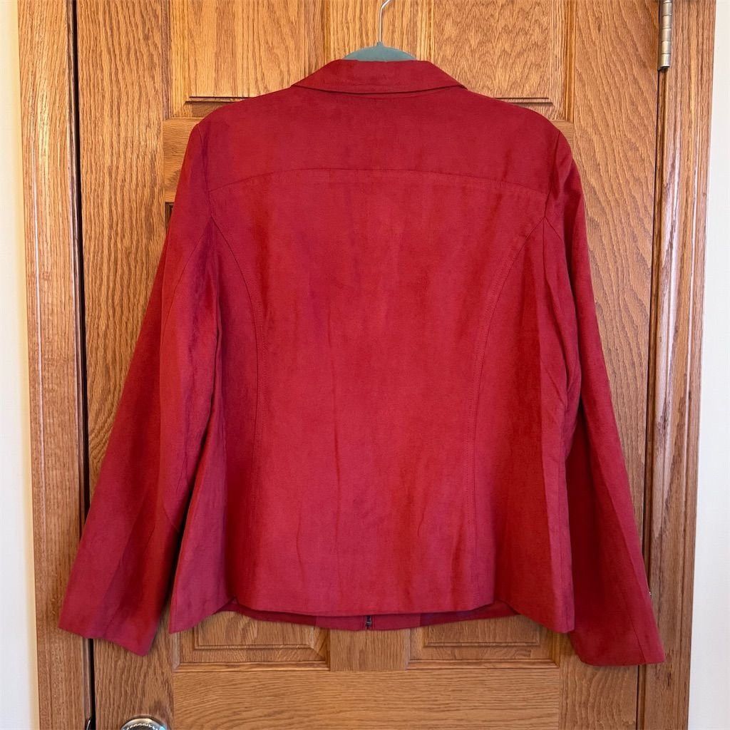 Other Studio Works Women's Rust Faux Suede Zip Up Jacket Blazer S Size XL / US 12-14 / IT 48-50 - 3 Thumbnail