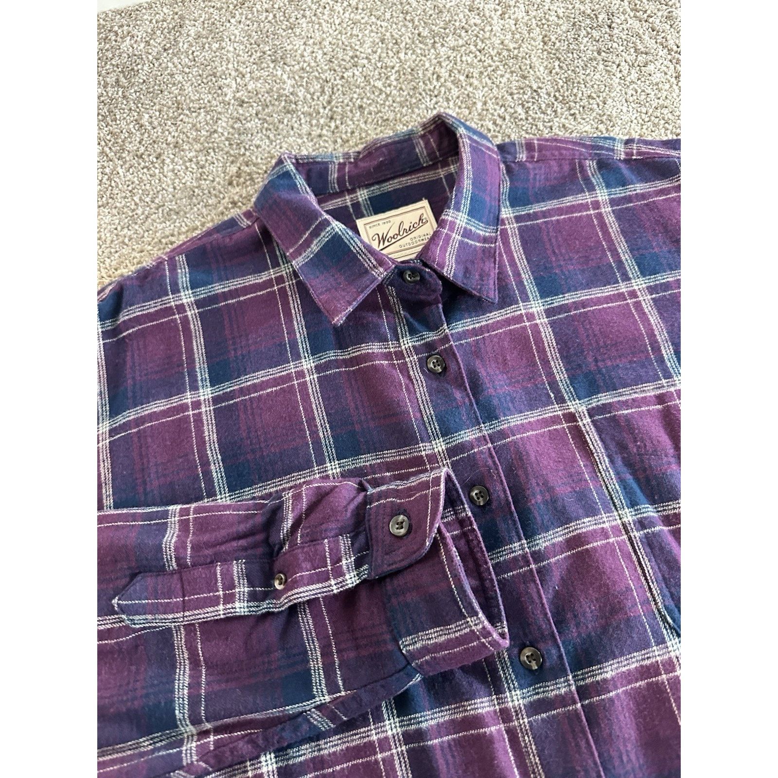 Woolrich Woolen Mills Woolrich Womens XL Flannel Shirt Purple Plaid Size XL / US 12-14 / IT 48-50 - 2 Thumbnail
