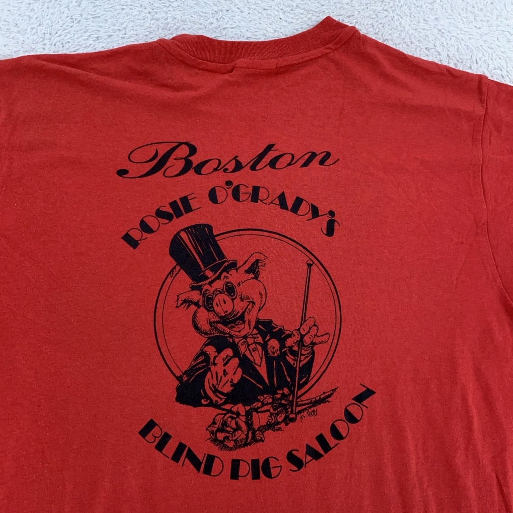 Hanes VINTAGE Rosie O'Grady's Blind Pig Saloon Shirt Mens L/XL Boston Bar Tee Hanes Red Short Sleeve Graphic Print Double-Sided 80s Size US L / EU 52-54 / 3 - 4 Thumbnail