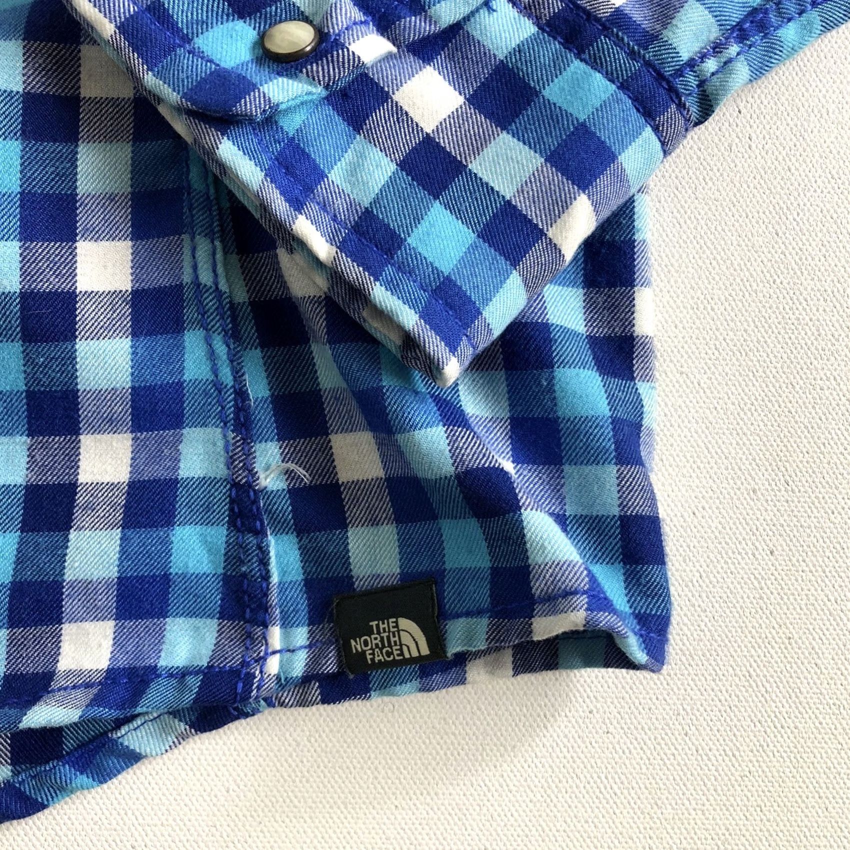 The North Face VINTAGE The North Face Shirt Women’s Blue Plaid Pearl Snap Up Long Sleeve Large Size L / US 10 / IT 46 - 3 Thumbnail