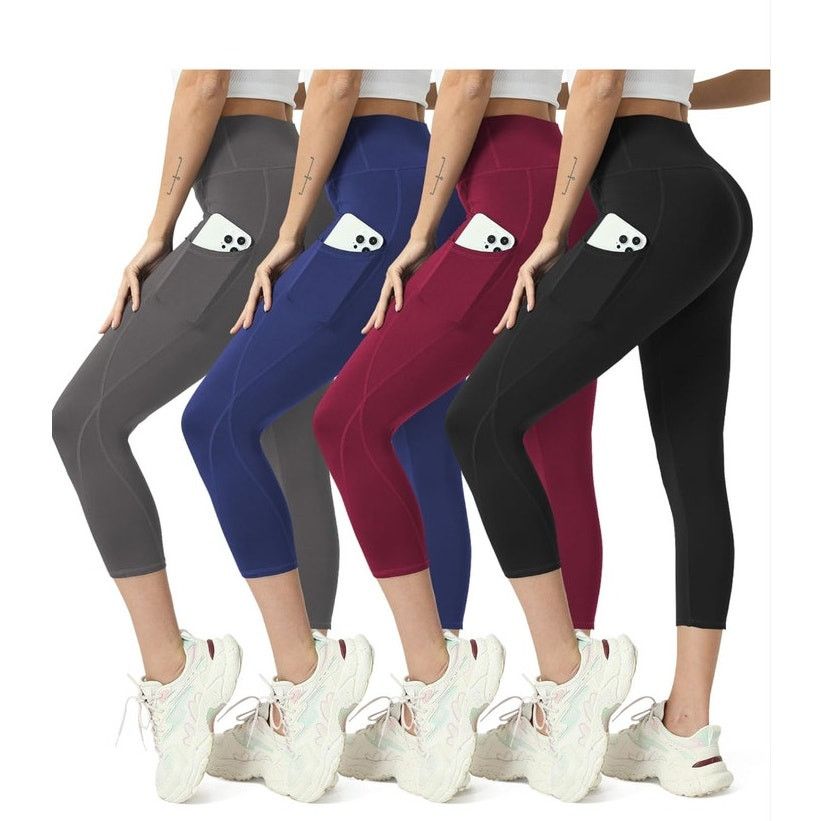 The Unbranded Brand 2XL High Waisted Yoga Leggings 4 Pack - Tummy ControlPockets Size 42" / US 20 - 1 Thumbnail