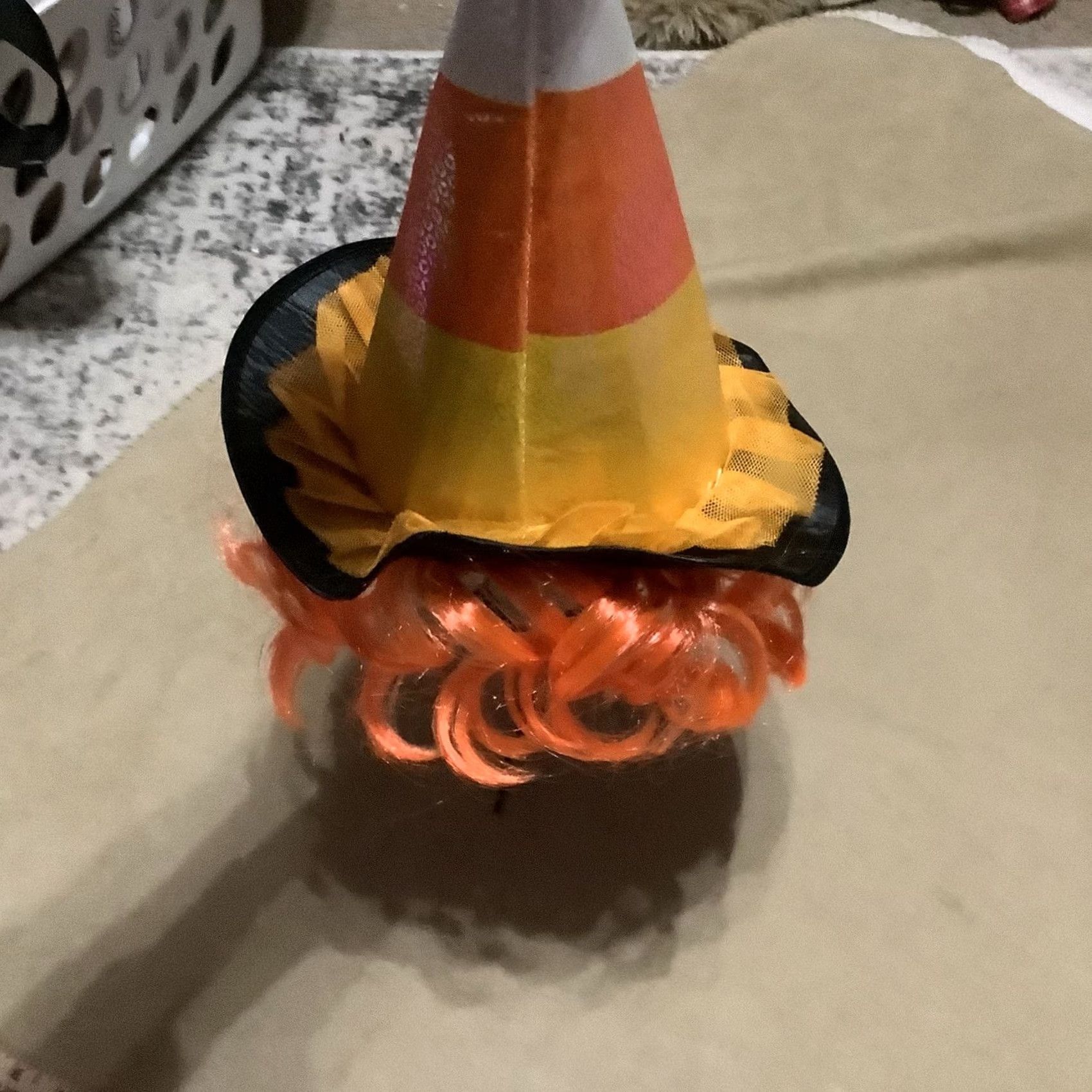 Vintage Witch Hat Orange Gold L/XL Cat dog candycorn Size ONE SIZE - 3 Thumbnail