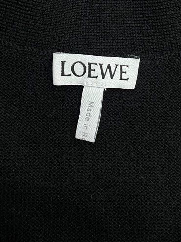 Loewe LOEWE Black embroidered blue logo wool knit sweater Size M / US 6-8 / IT 42-44 - 2 Thumbnail