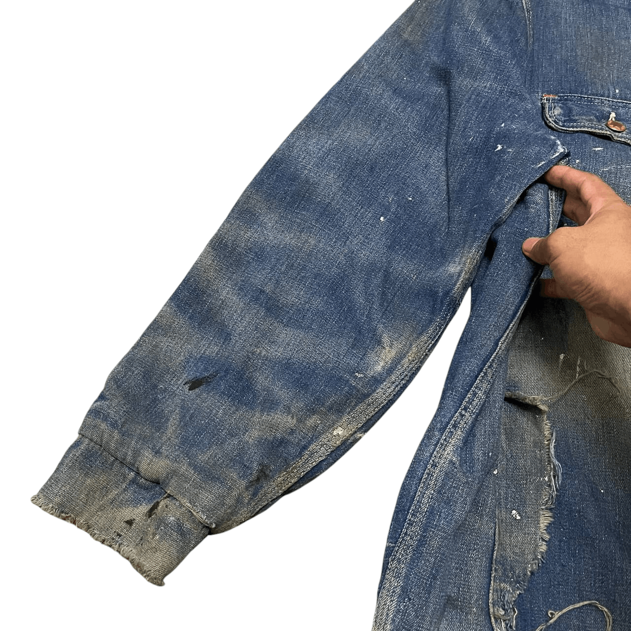 Sears Vintage 50's Sears Troy Blanket Denim Thrashed Jacket Paint Size US L / EU 52-54 / 3 - 5 Thumbnail