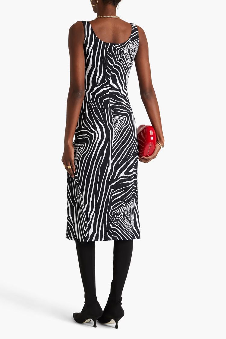 Versace o1y0226 Midi Dress in Black/White Size M / US 6-8 / IT 42-44 - 3 Thumbnail