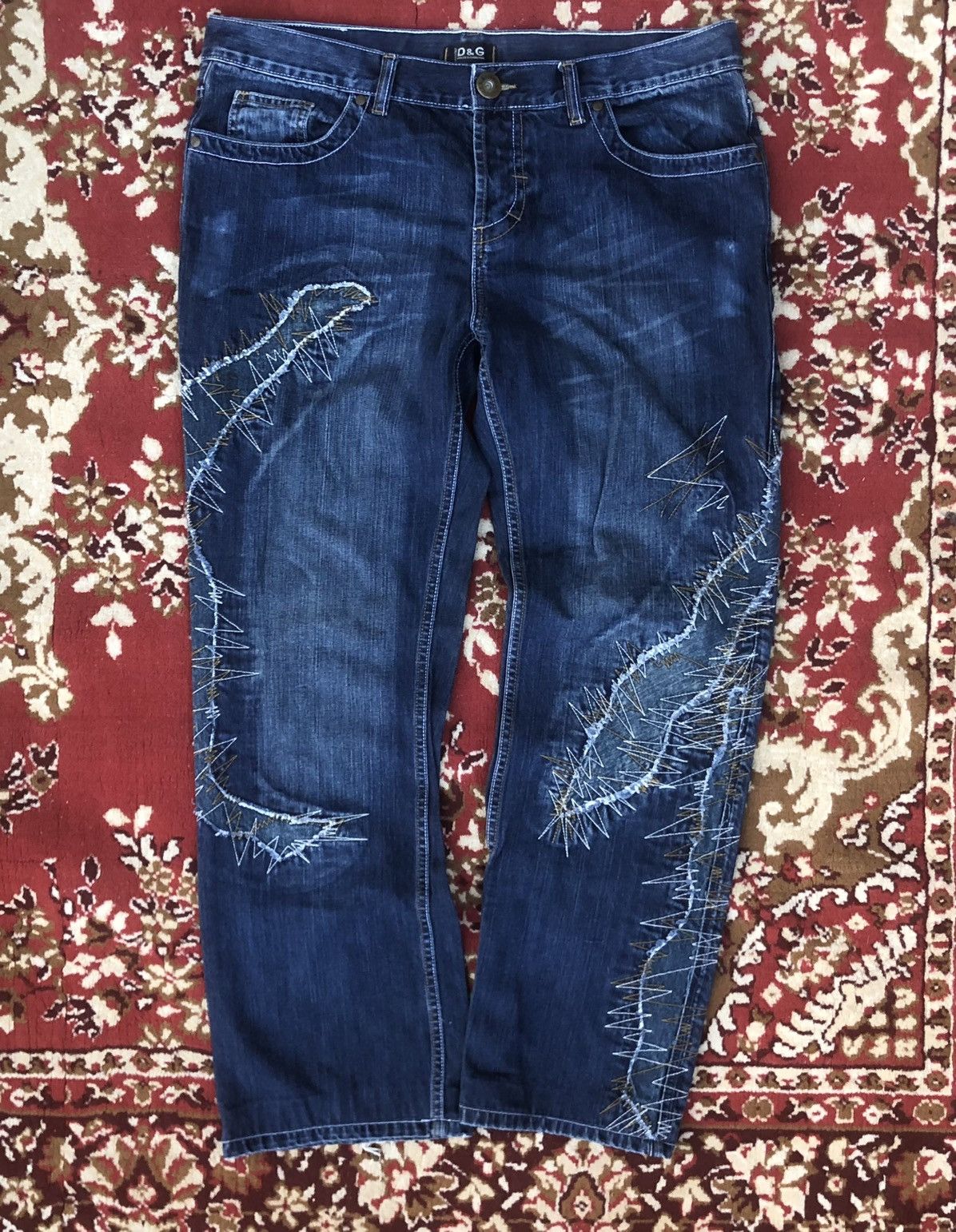 Dolce & Gabbana × Vintage D&G Dolce & Gabbana luxury crazy distressed denim jeans Size US 38 / EU 54 - 1 Thumbnail