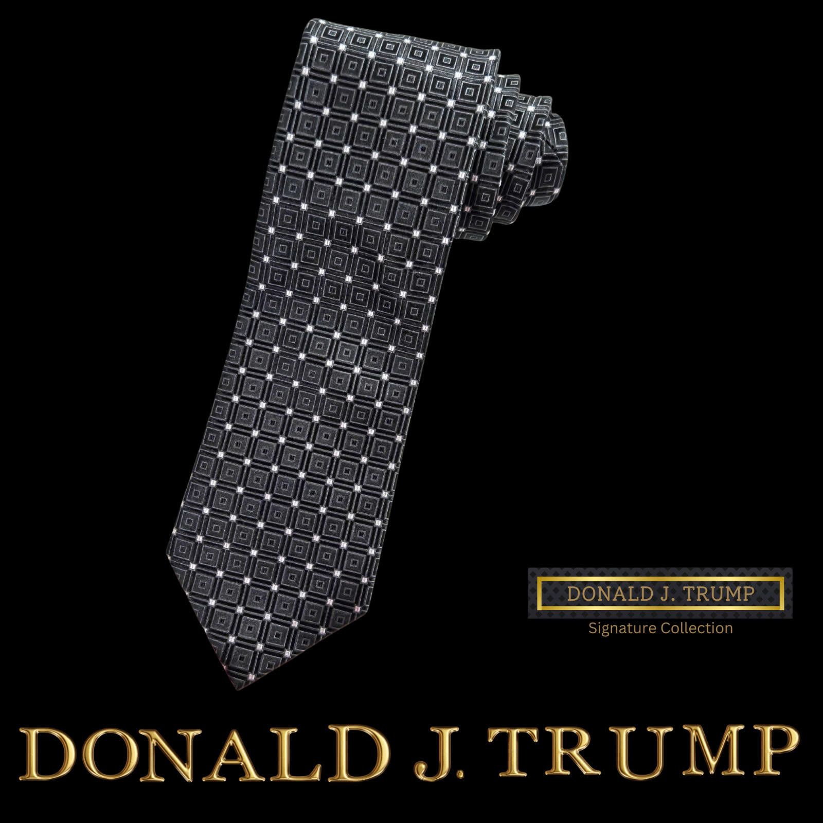 Designer NEW Donald Trump Necktie Black Silver Silk Tie Gift Box Size ONE SIZE - 1 Thumbnail