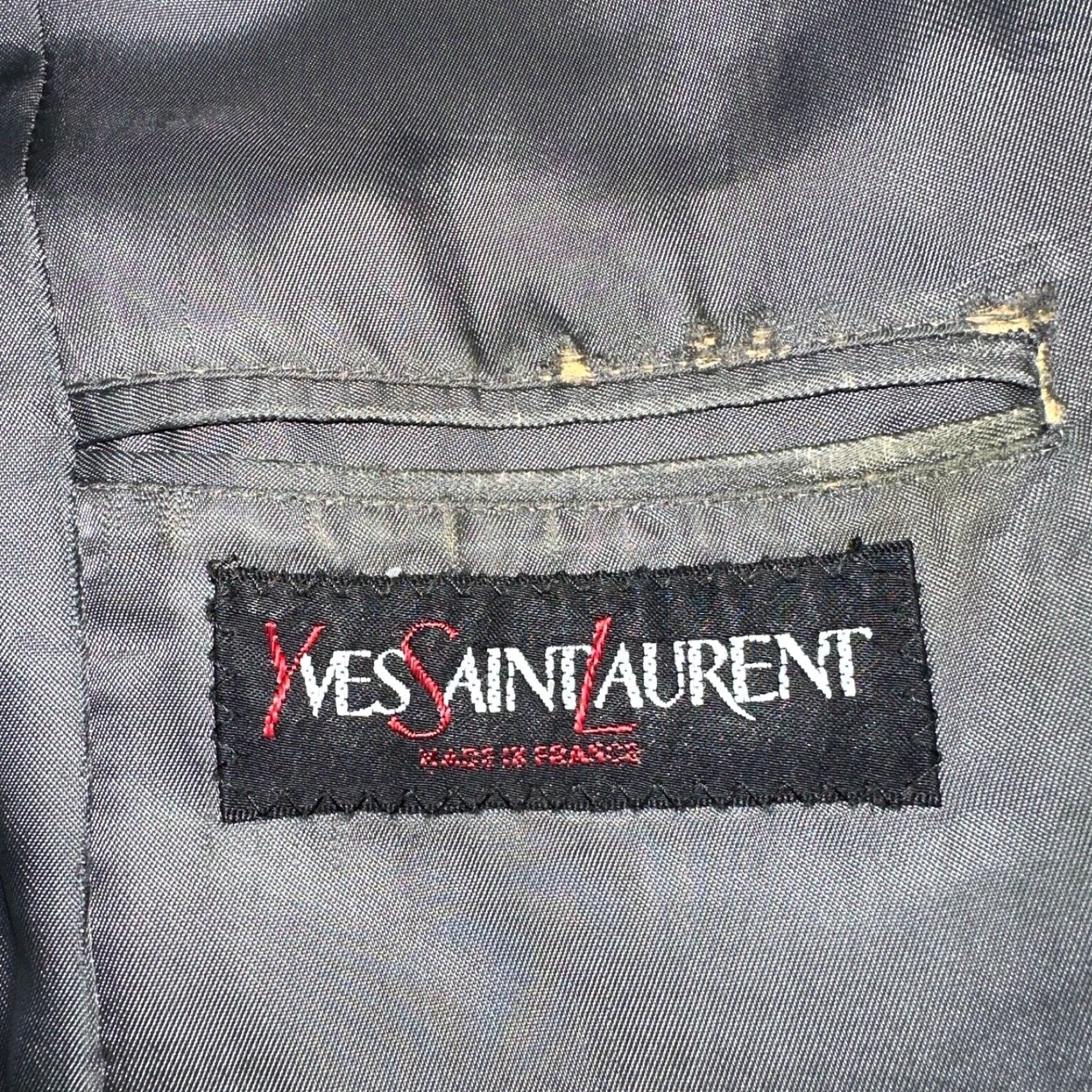 Yves Saint Laurent VINTAGE Saint Laurent Gray Tweed Blazer 38 Men’s Two-Button Regular Fit 80s Size 38R - 4 Thumbnail