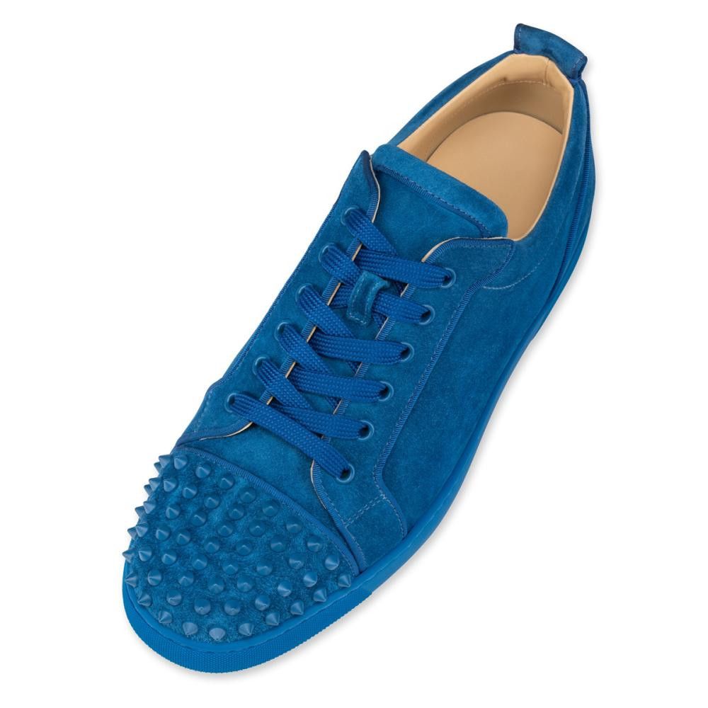 Christian Louboutin o1s1wg110125 Luis Junior Spikes Suede Sneakers in Blue Size US 12 / EU 45 - 4 Thumbnail