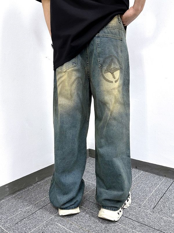 Jean Washed, distressed, punk-inspired tie-dye men's jeans Size US 34 / EU 50 - 4 Thumbnail