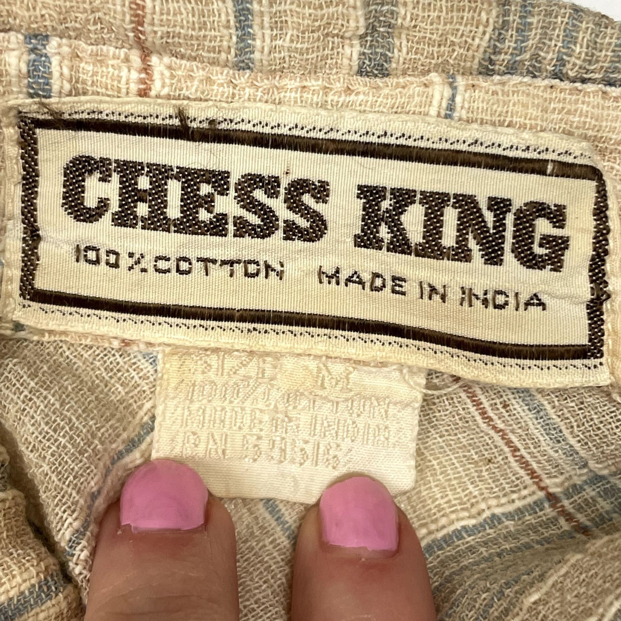 Other Vtg Chess King TEXTURED Sheer Cream Blue PLAID Shirt Size US M / EU 48-50 / 2 - 4 Thumbnail