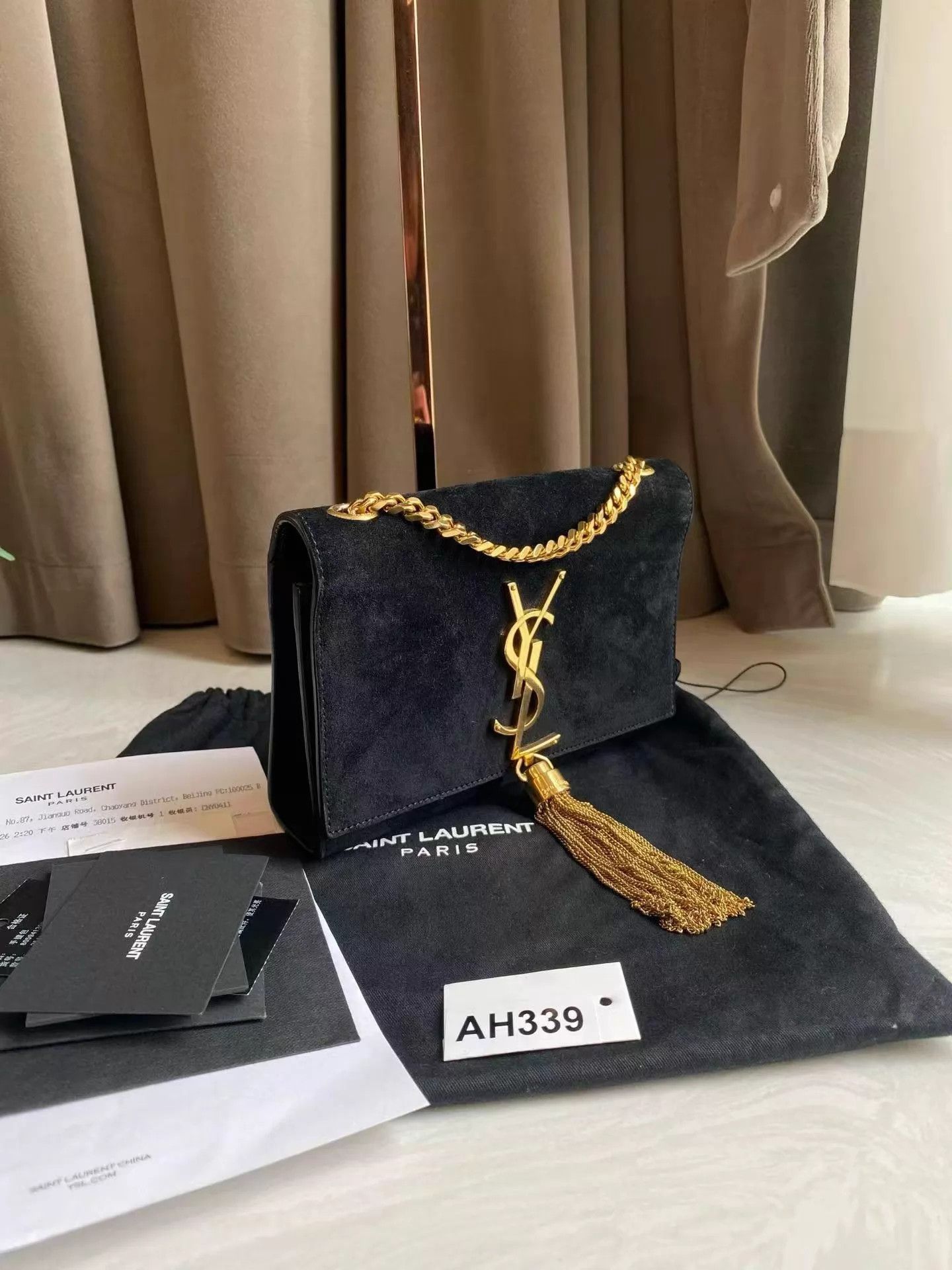 Saint Laurent Paris YSL suede tassel mini bag 17x4x12 good cond dust bag & rec Size ONE SIZE - 3 Thumbnail