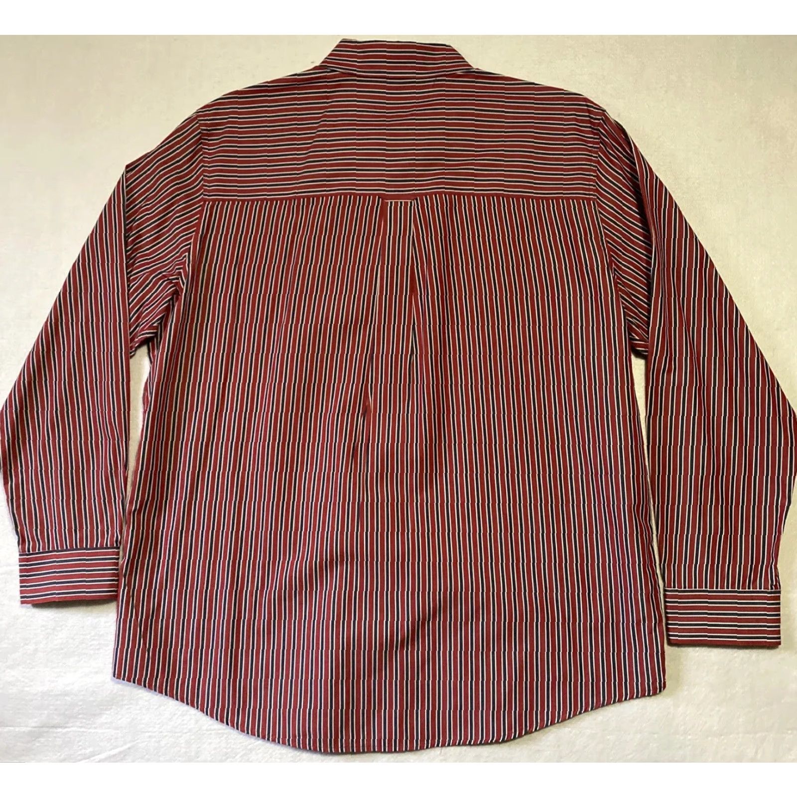 Chaps Chaps Button Shirt Mens XL Red Long Sleeve Striped Cotton Dress Shirt Button-Down Collar Non-Iron Shell Button Regular Fit Size US XL / EU 56 / 4 - 7 Thumbnail