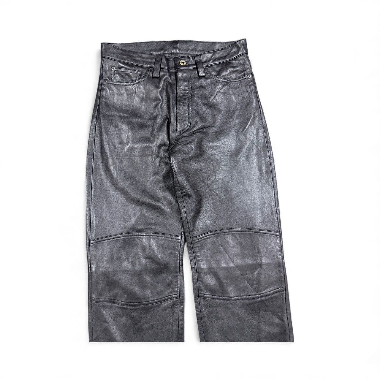 Kadoya Vtg🔥Les Vis A Bois Black Leather Bikers Pants Size US 32 / EU 48 - 3 Thumbnail