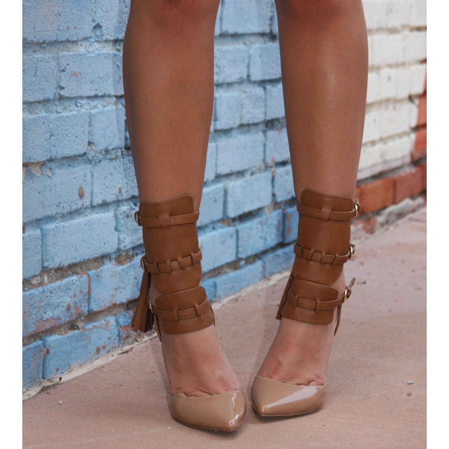 Other Nelly Bernal Dolores Cognac Pointy Toe Ankle Shield Pump Zip Size US 8.5 / IT 38.5 - 9 Thumbnail