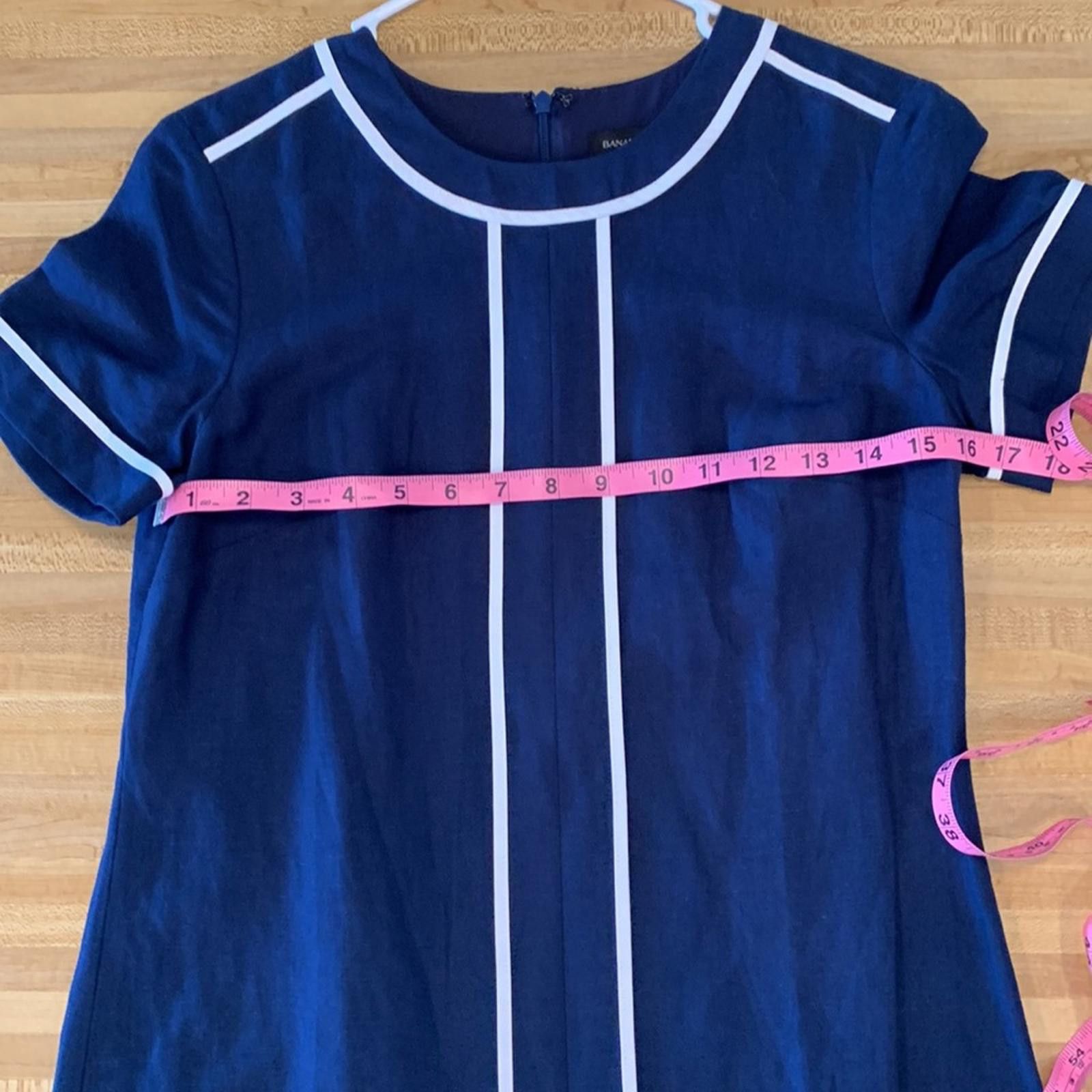 Banana Republic Banana Republic Navy Blue Dress with White Accents Size S / US 4 / IT 40 - 8 Thumbnail