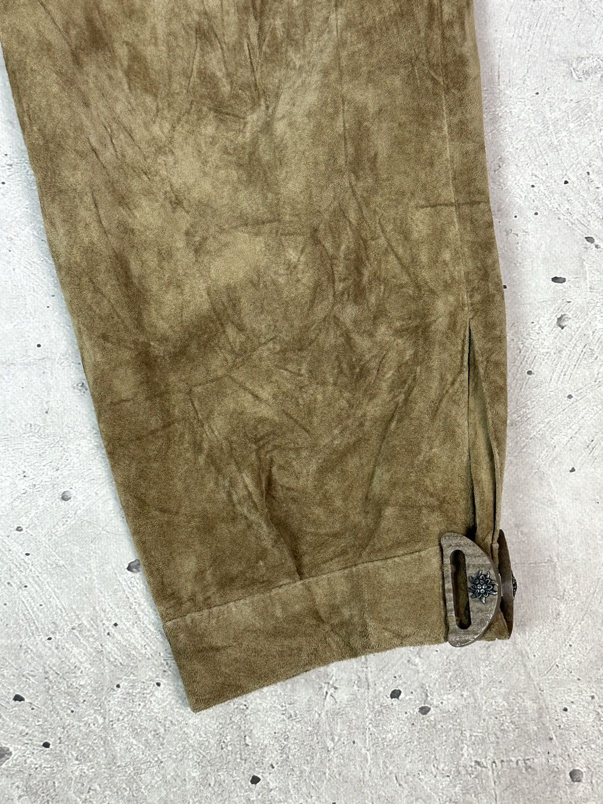 Leather Vintage Landhaus Suede Beige Wooden Parts Women’s Pants Size 36" / US 14 / IT 50 - 3 Thumbnail