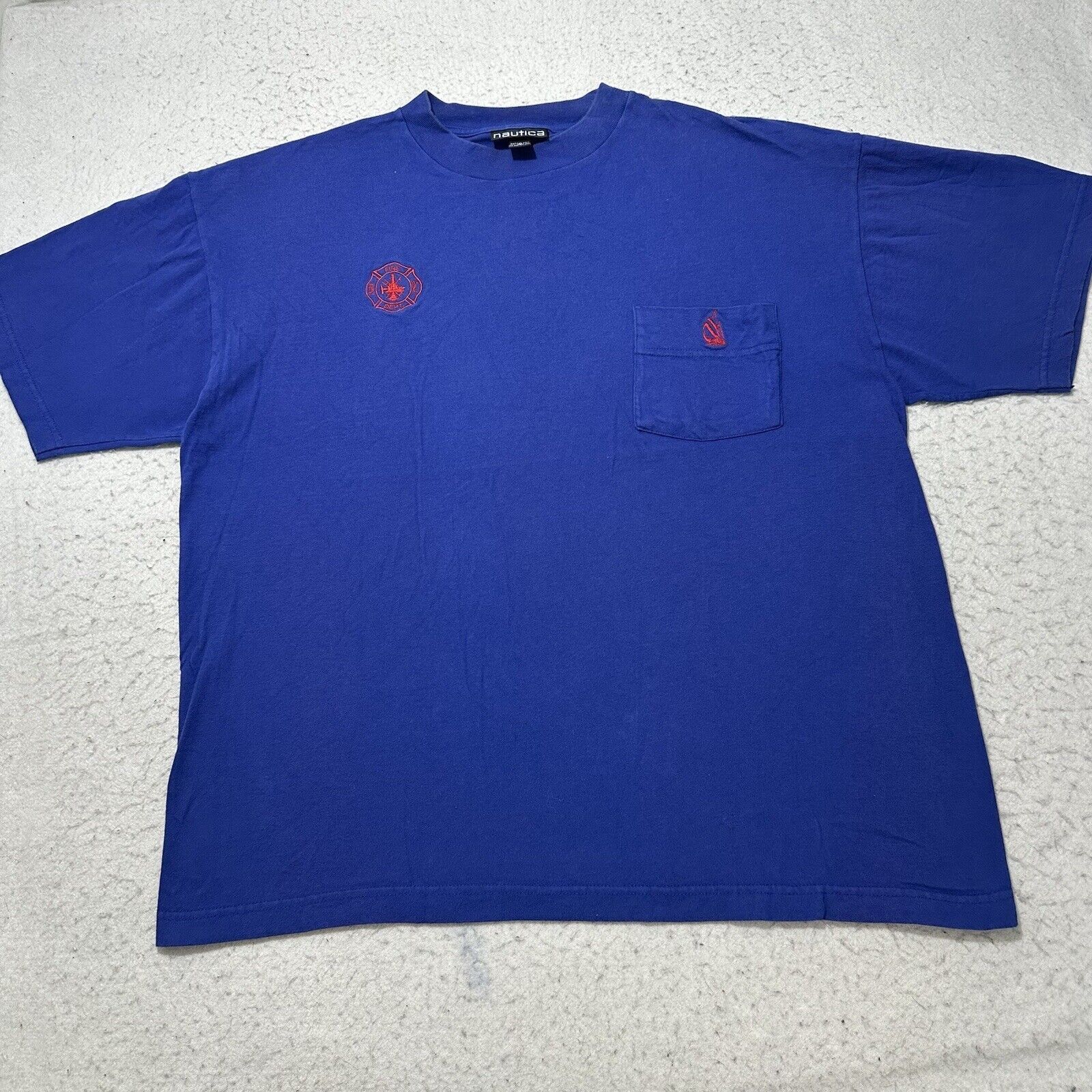 Nautica Vintage Nautica XL Crewneck Tee Fire Department Made in USA Size US XL / EU 56 / 4 - 1 Thumbnail