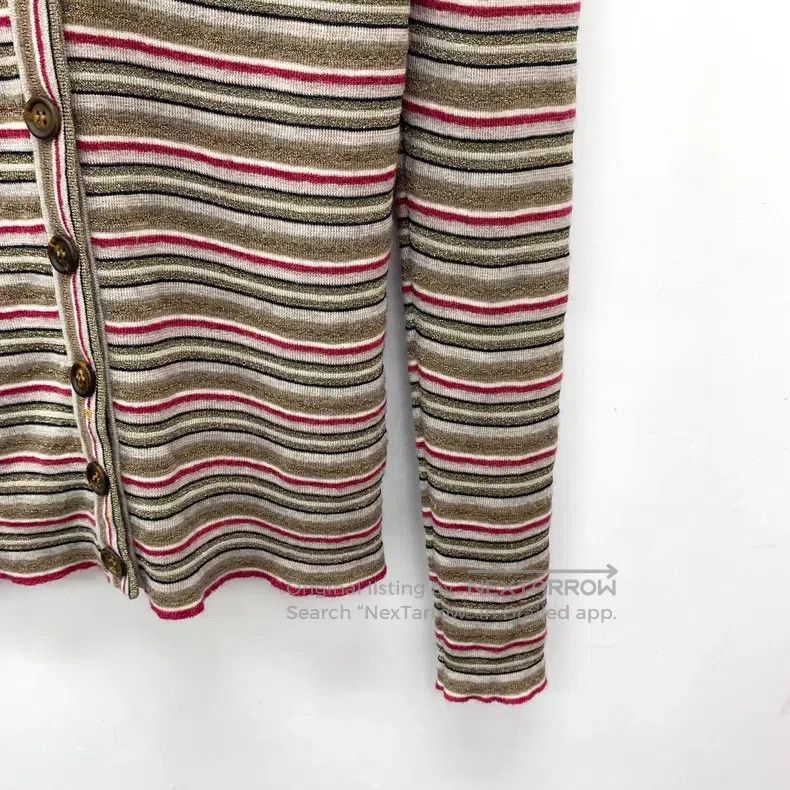 Brunello Cucinelli Brunello Cucinelli Multicolor Striped Wool V-Neck Single B Size L / US 10 / IT 46 - 4 Thumbnail