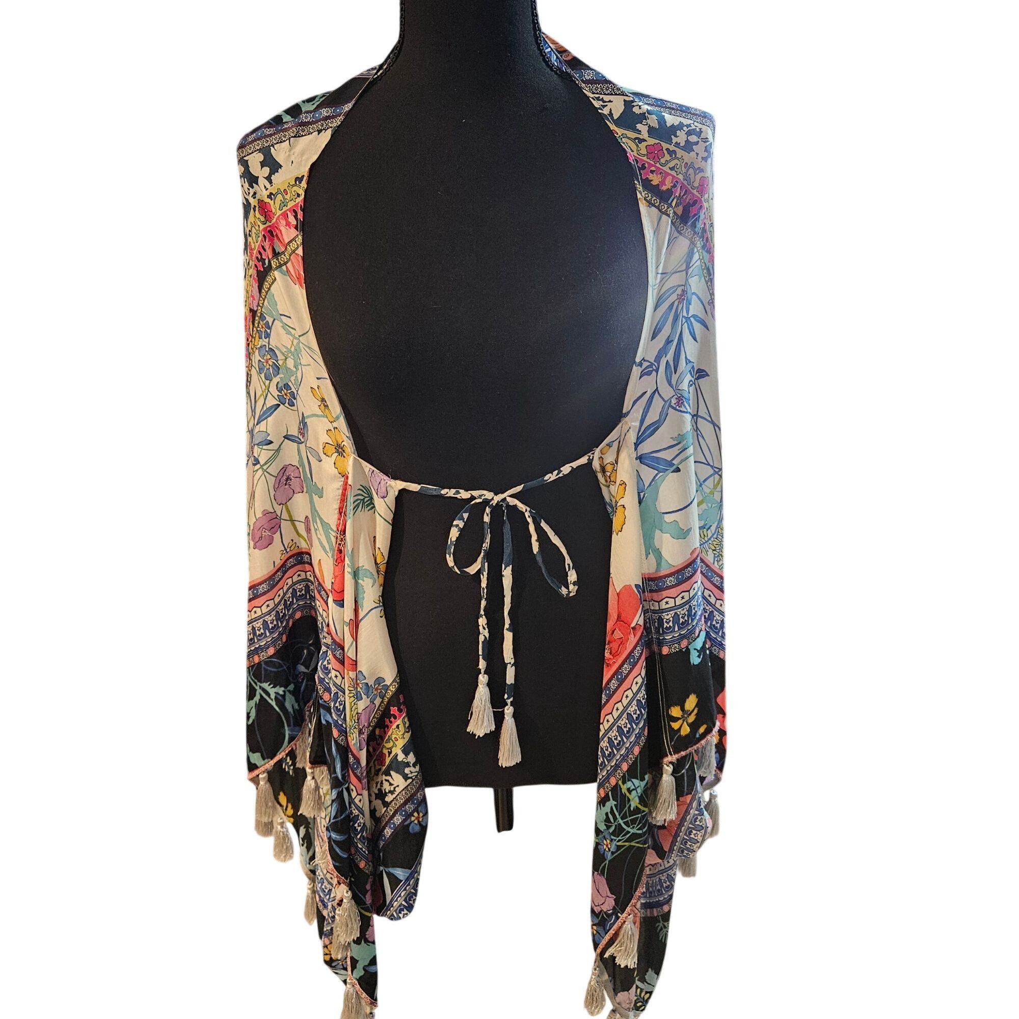 Johnny Was Johnny Was Geana Makenna silk S kimono Boho Chic Resortcore Size S / US 4 / IT 40 - 3 Thumbnail