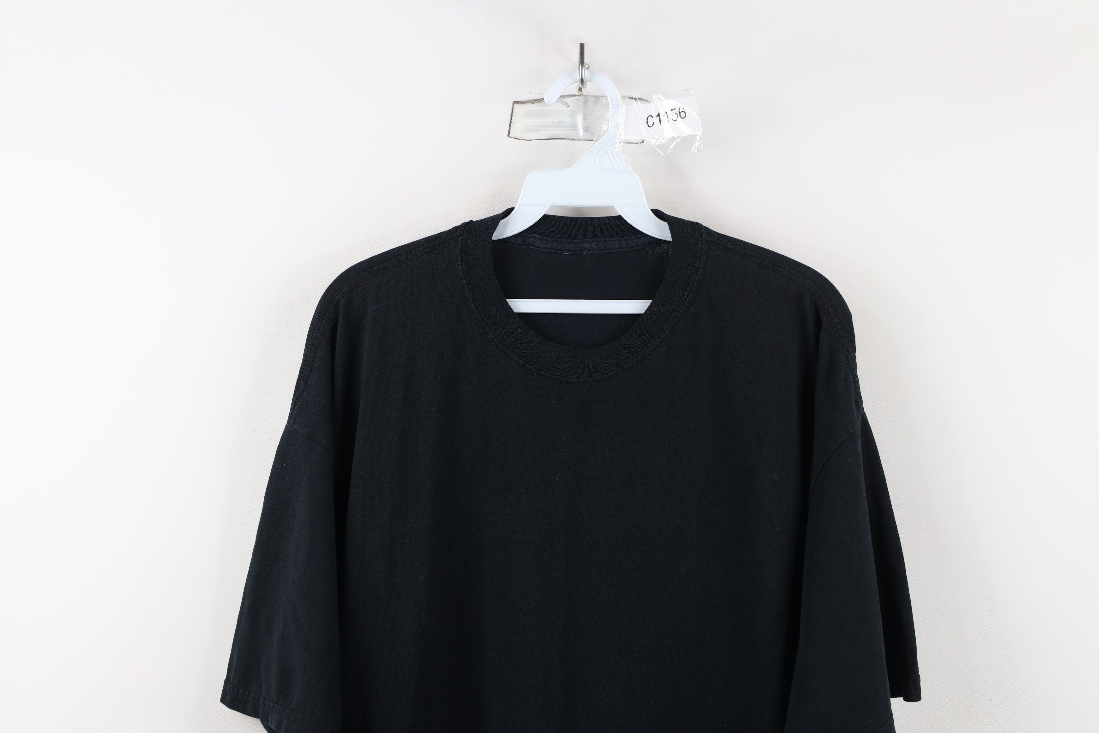 Vintage Vintage 90s Streetwear Heavyweight Cotton T-Shirt Black Size US XL / EU 56 / 4 - 2 Thumbnail