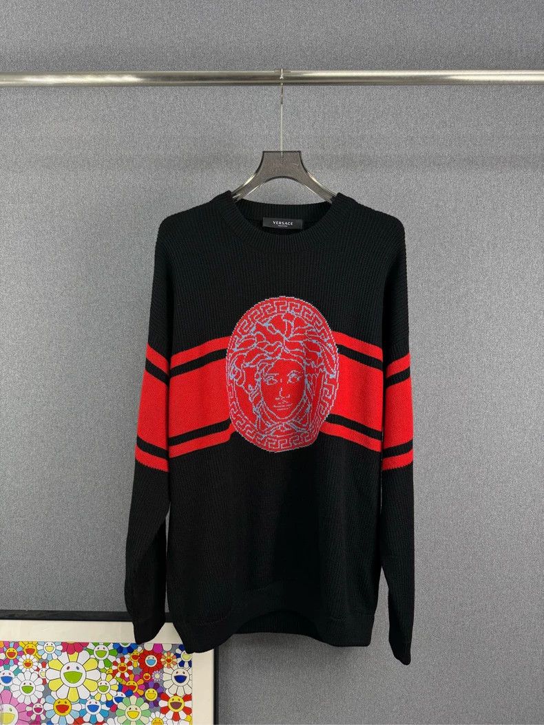 Versace Versace Medusa printed wool sweater Size L / US 10 / IT 46 - 1 Thumbnail