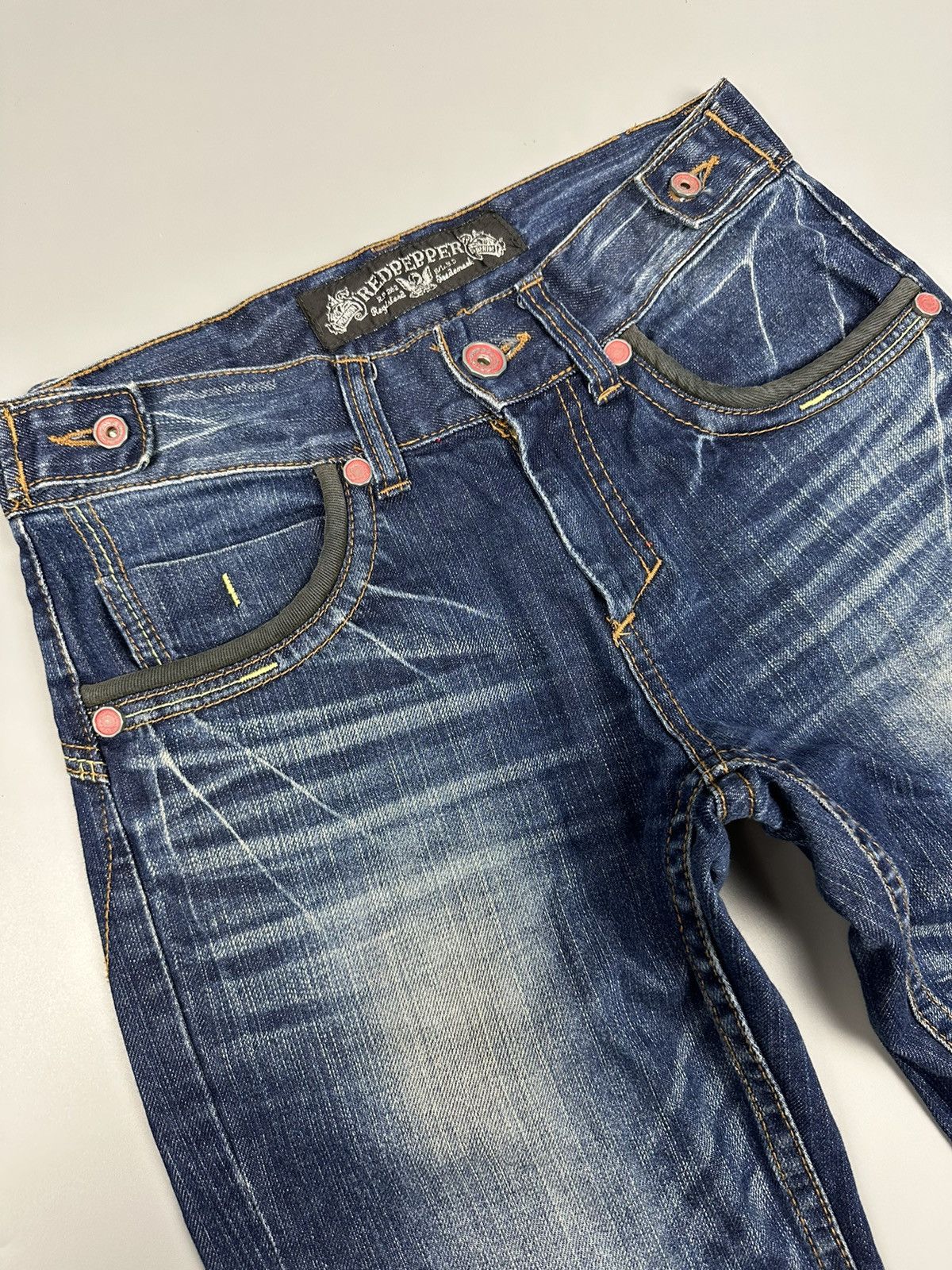 If Six Was Nine × Le Grande Bleu (L.G.B.) Distressed Red Pepper Whiskered Flared Jeans Size US 30 / EU 46 - 8 Thumbnail