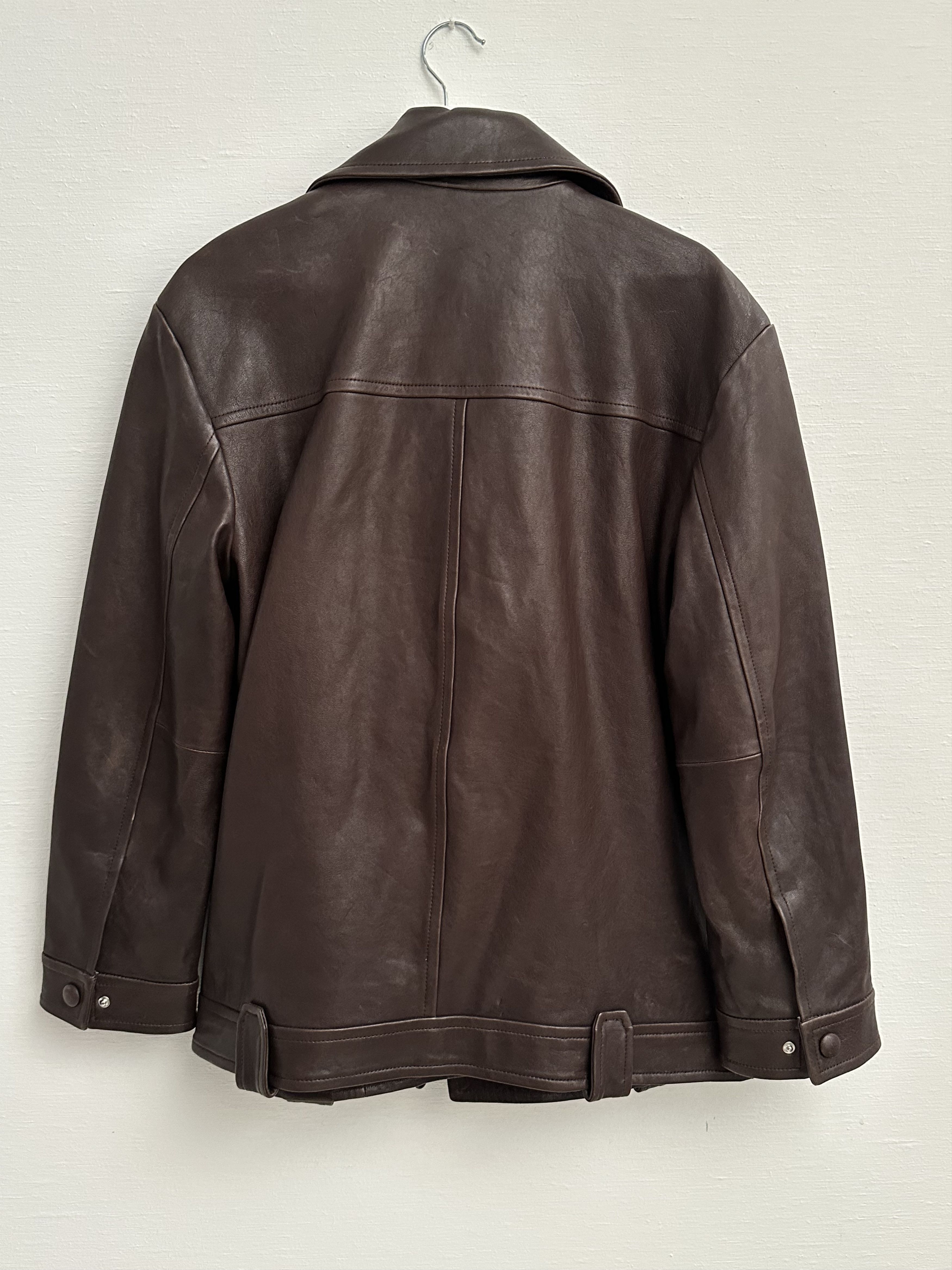 Veronica Beard Thandie Dickey Coat, Dark Chocolate Leather Jacket Size M / US 6-8 / IT 42-44 - 10 Thumbnail