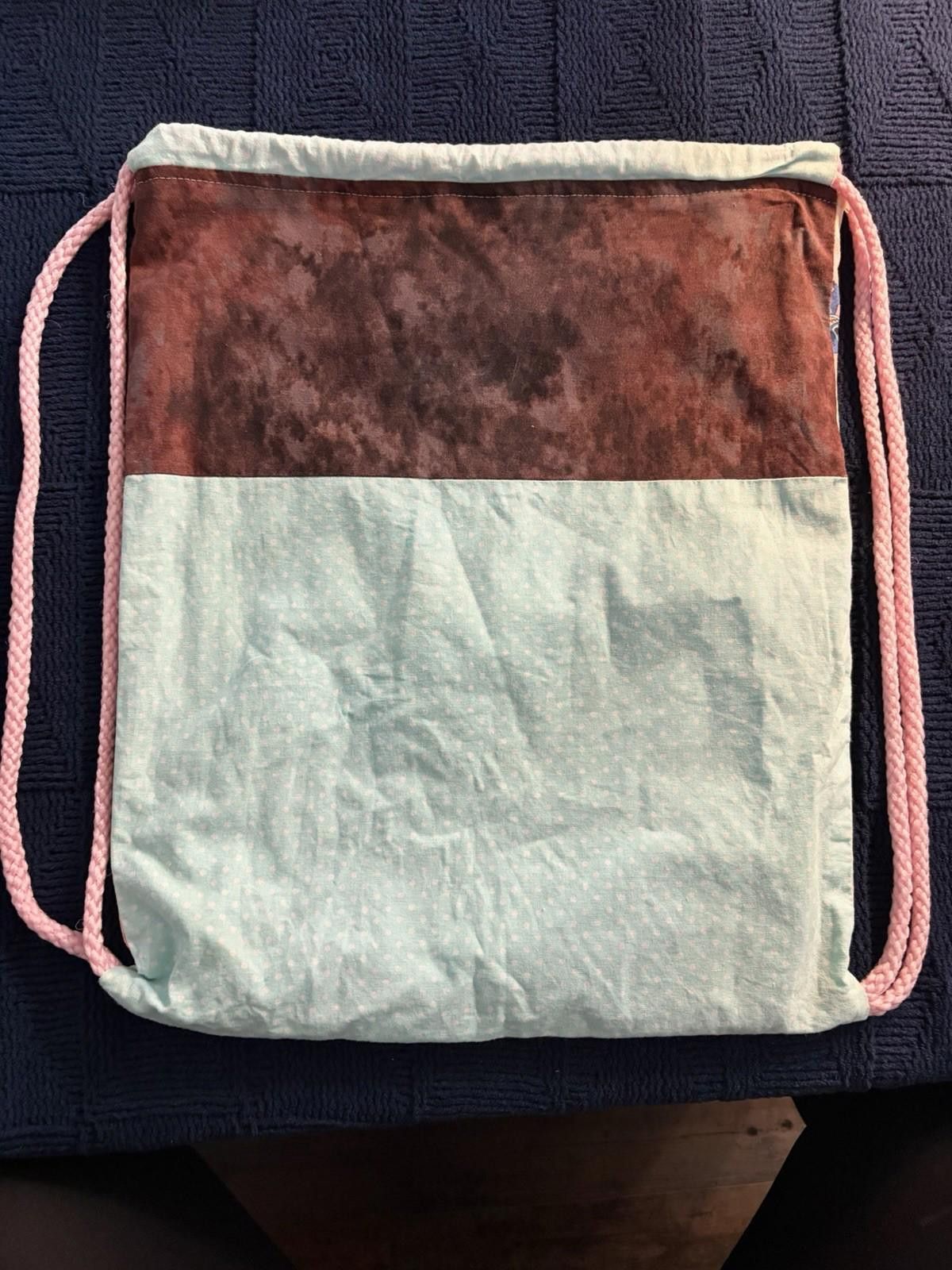 The Unbranded Brand Handmade Lilo &Stitch drawstring bag on tie-dye fabric. Size ONE SIZE - 3 Thumbnail
