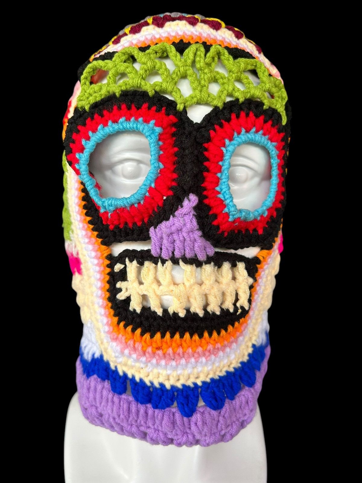 Japanese Brand × Vintage Very Rare Crochet Knitted Handmade Balaclava Masked ☠️☠️ Size ONE SIZE - 6 Thumbnail