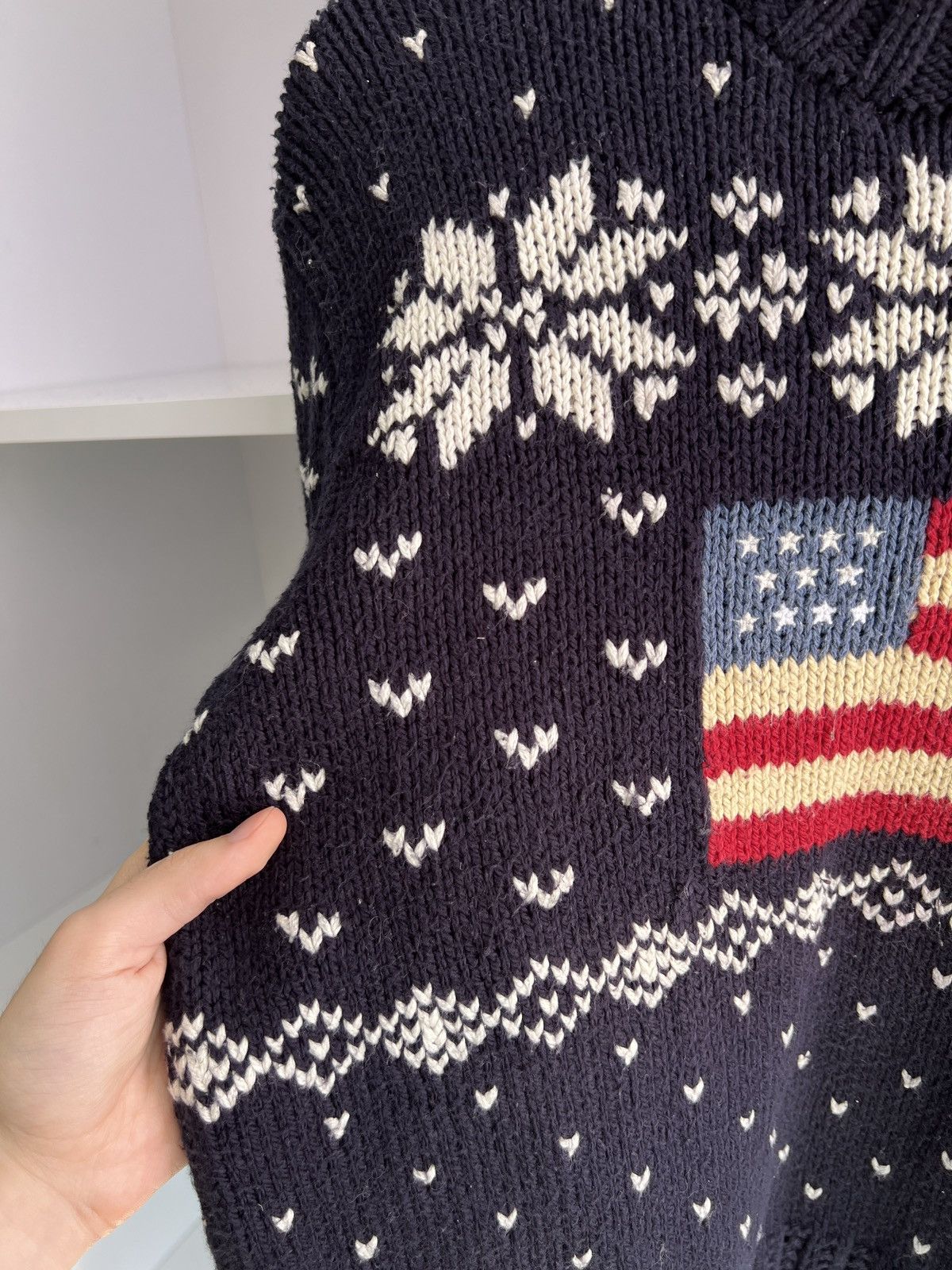 Polo Ralph Lauren × Ralph Lauren Sport × Vintage Vintage Polo Sport Sweater Women’s Navy American Flag Size M / US 6-8 / IT 42-44 - 8 Thumbnail