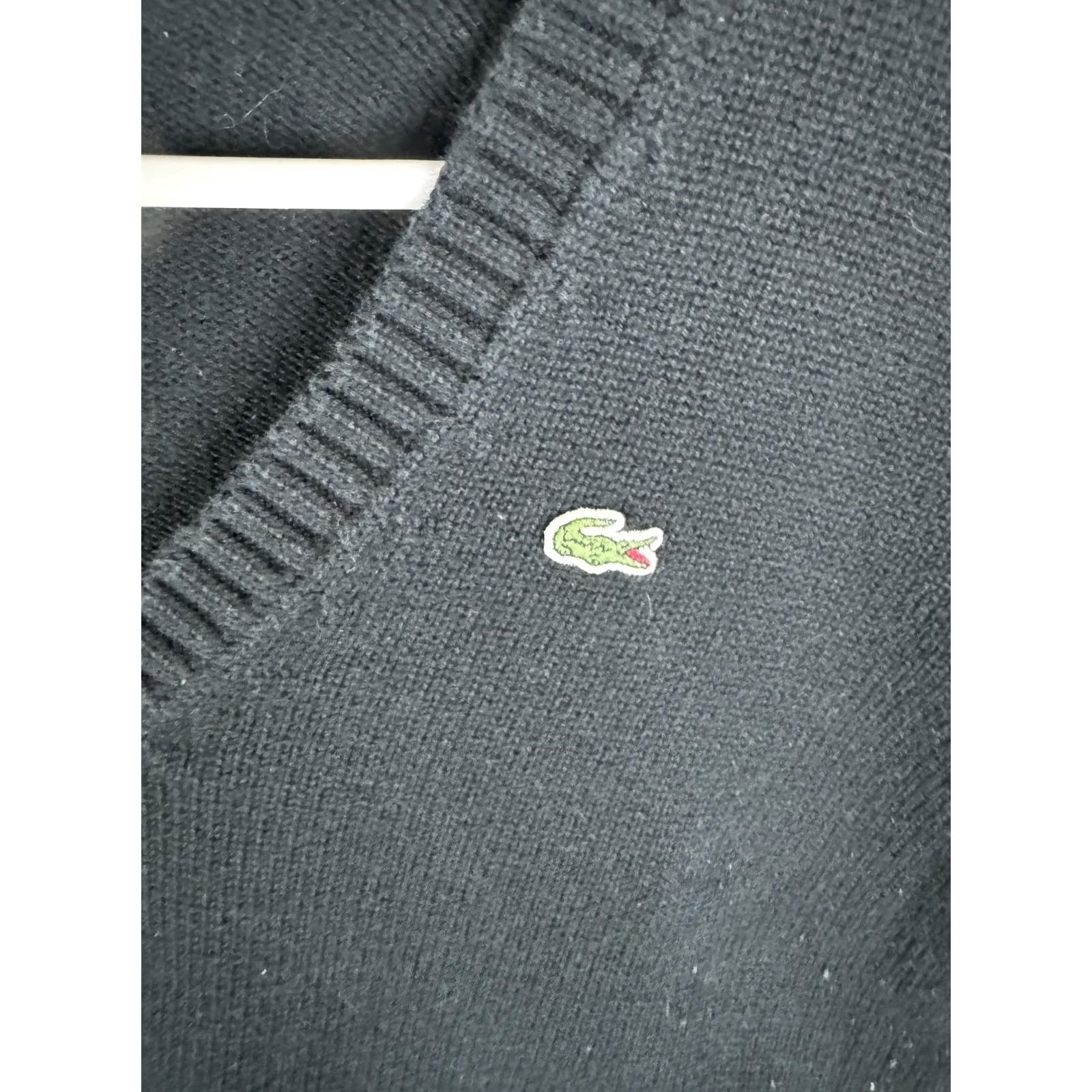 Lacoste Lacoste Sweater Mens Medium Black V-Neck Pullover Knit Croc Logo Size US S / EU 44-46 / 1 - 4 Thumbnail