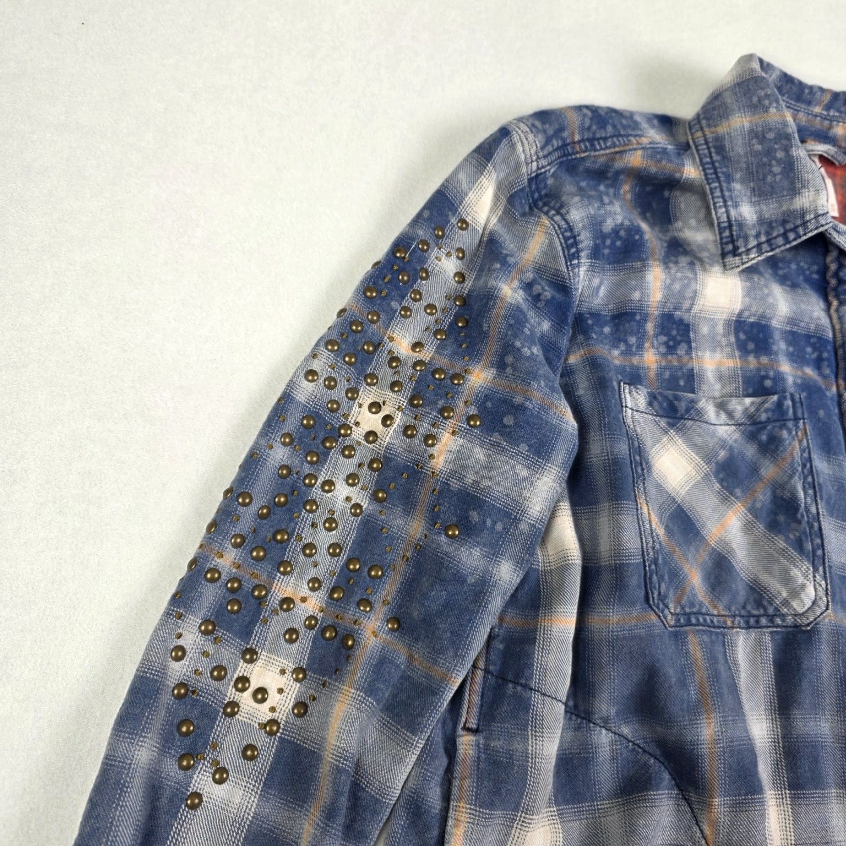 Free People Free People Destructed Jacket Womens XS Plaid Oversized Zip Shacket Distressed Blue Multicolor Size XS / US 0-2 / IT 36-38 - 5 Thumbnail