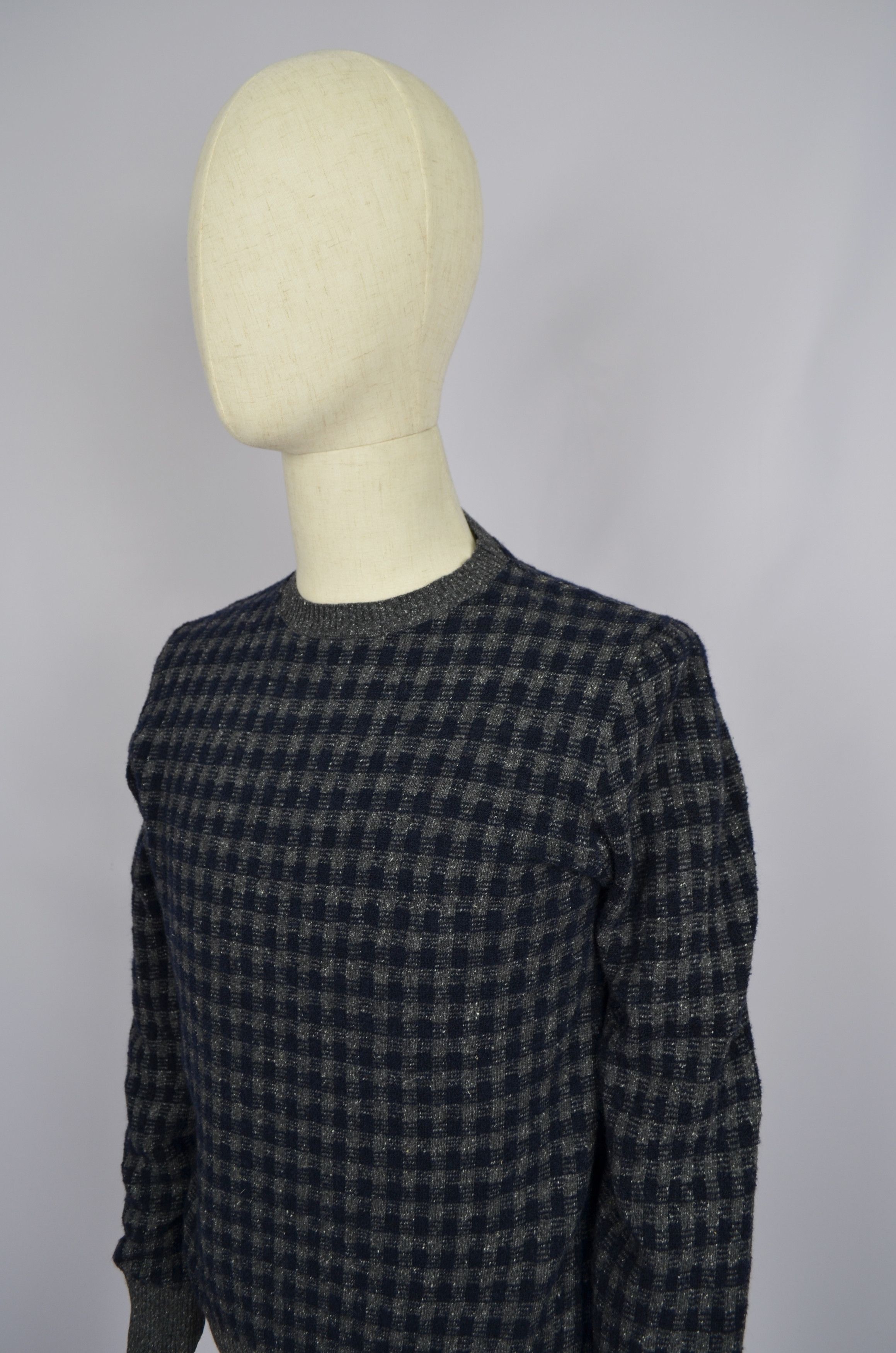 Brooksfield × Designer Brooksfield Torino Check Wool Blend Knit Sweater Size 48/S Size US S / EU 44-46 / 1 - 9 Thumbnail