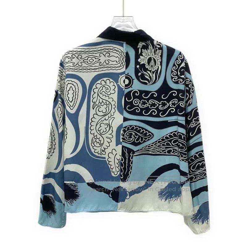 Hermes Hermes Color-Blocked Pattern Printed Mulberry Silk Lapel S Size XXS / US 00 / IT 34 - 2 Thumbnail