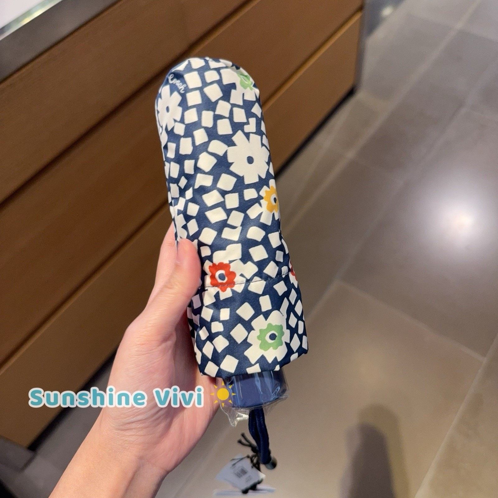 Coach NWT Coach Uv Protection Mini Umbrella Plaid Print Blue CBM55 Size ONE SIZE - 5 Thumbnail