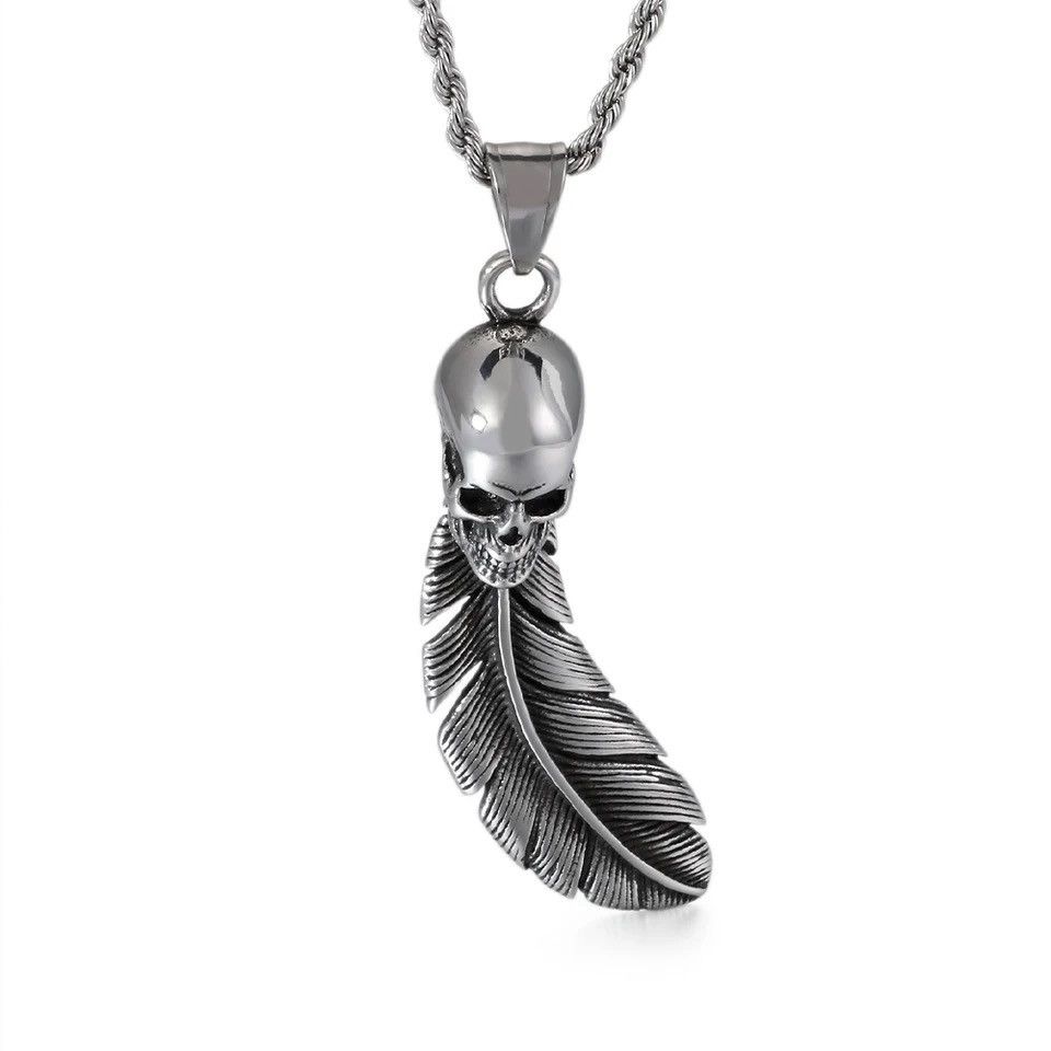 Vintage Vintage Skull Feather Necklace Size ONE SIZE - 4 Thumbnail