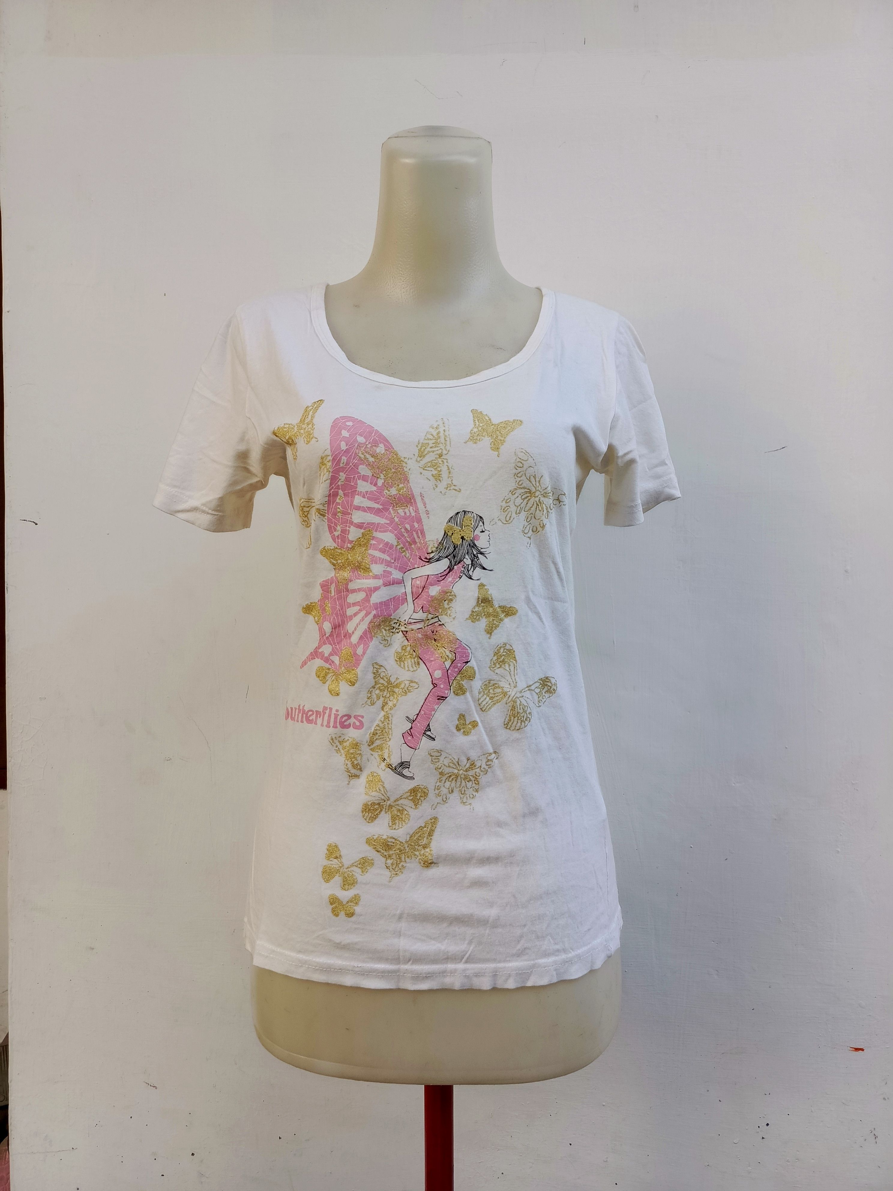 Japanese Brand Salty Sugar Butterfly Fairy Graphic T-Shirt White Size L / US 10 / IT 46 - 1 Thumbnail