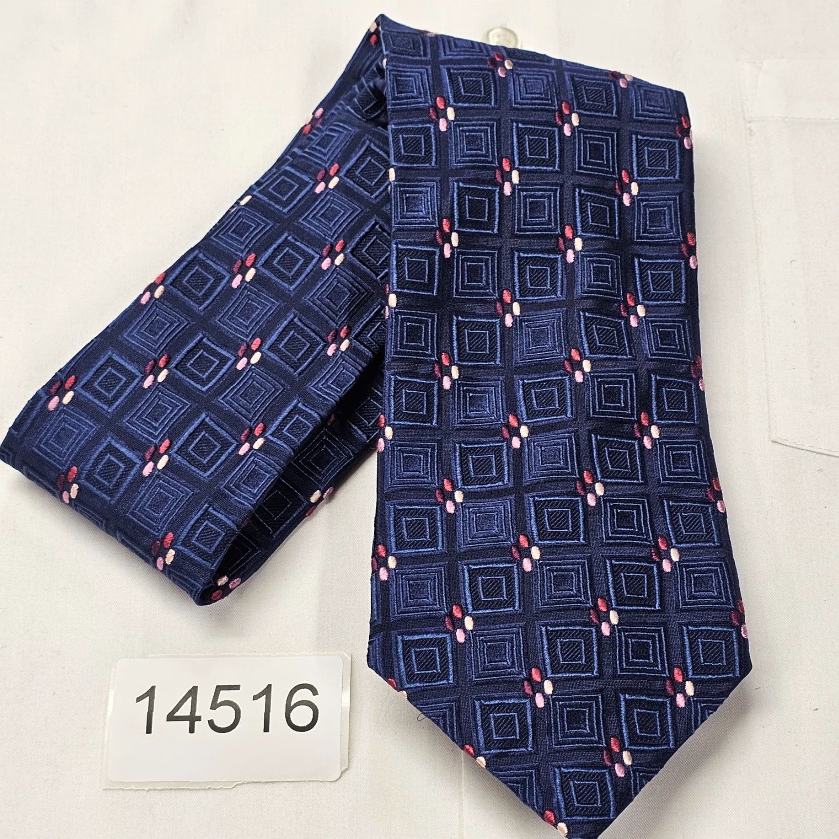 Ermenegildo Zegna VINTAGE Ermenegildo Zegna Luxury Tie Men's 60" Blue Textured 100% Silk Geometric Italy Size ONE SIZE - 8 Thumbnail