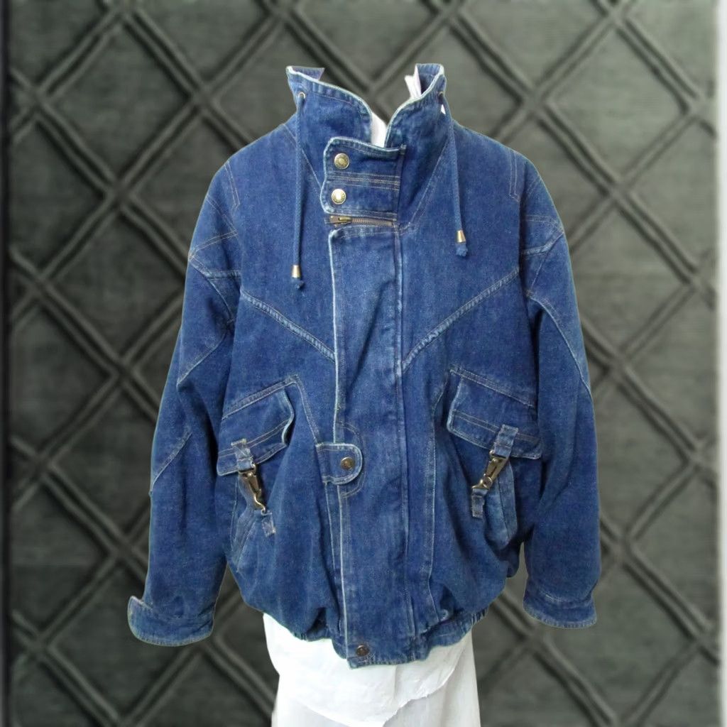 Denime VINTAGE Todays News Denim Jean Jacket Lined Quilted Men L Blue 80s Grunge Bomber Jacket Mens Vest? Size US 33 - 1 Thumbnail