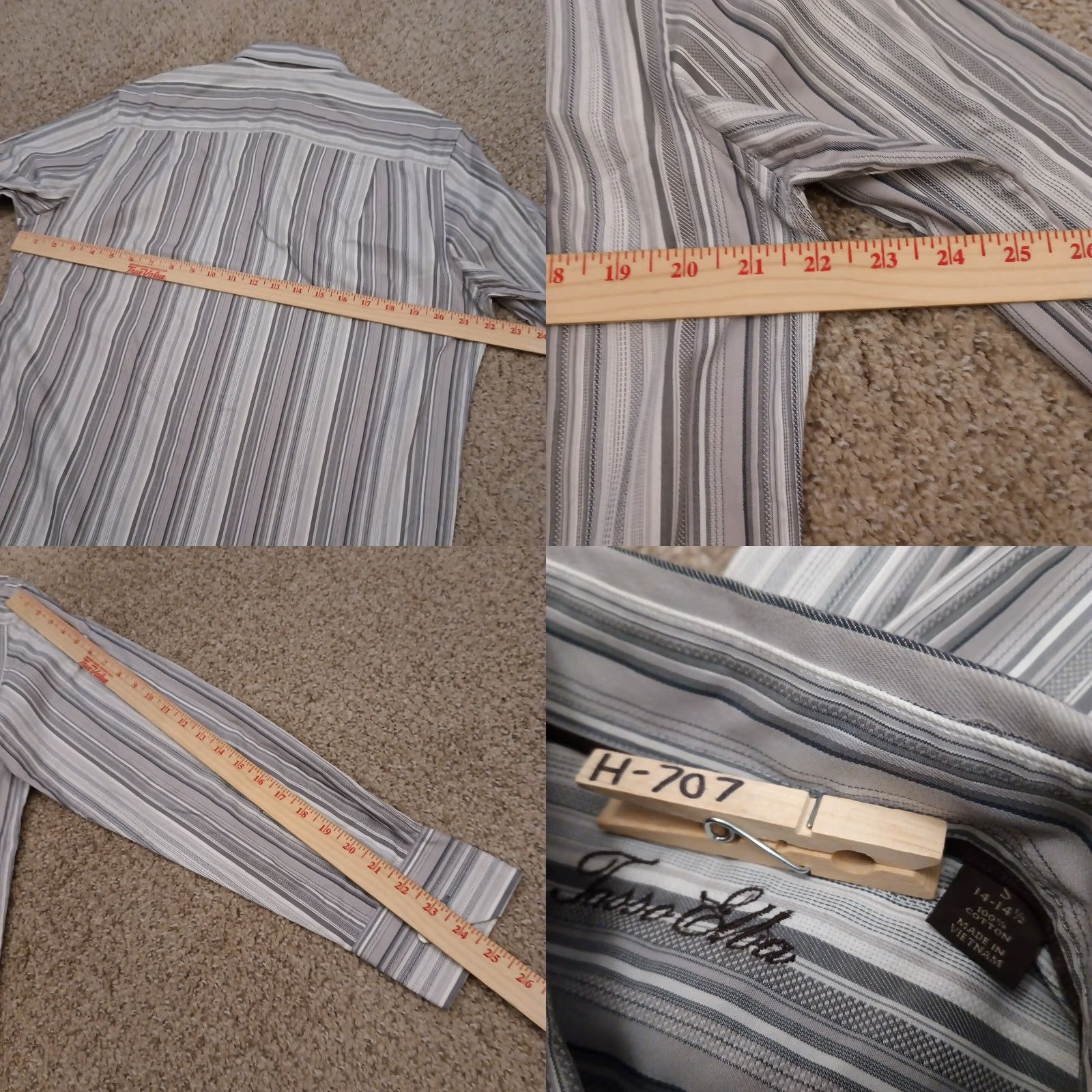 Tasso Elba Tasso Elba Shirt Mens Small Gray Striped Long Sleeve Button Up Cotton Size US S / EU 44-46 / 1 - 8 Thumbnail