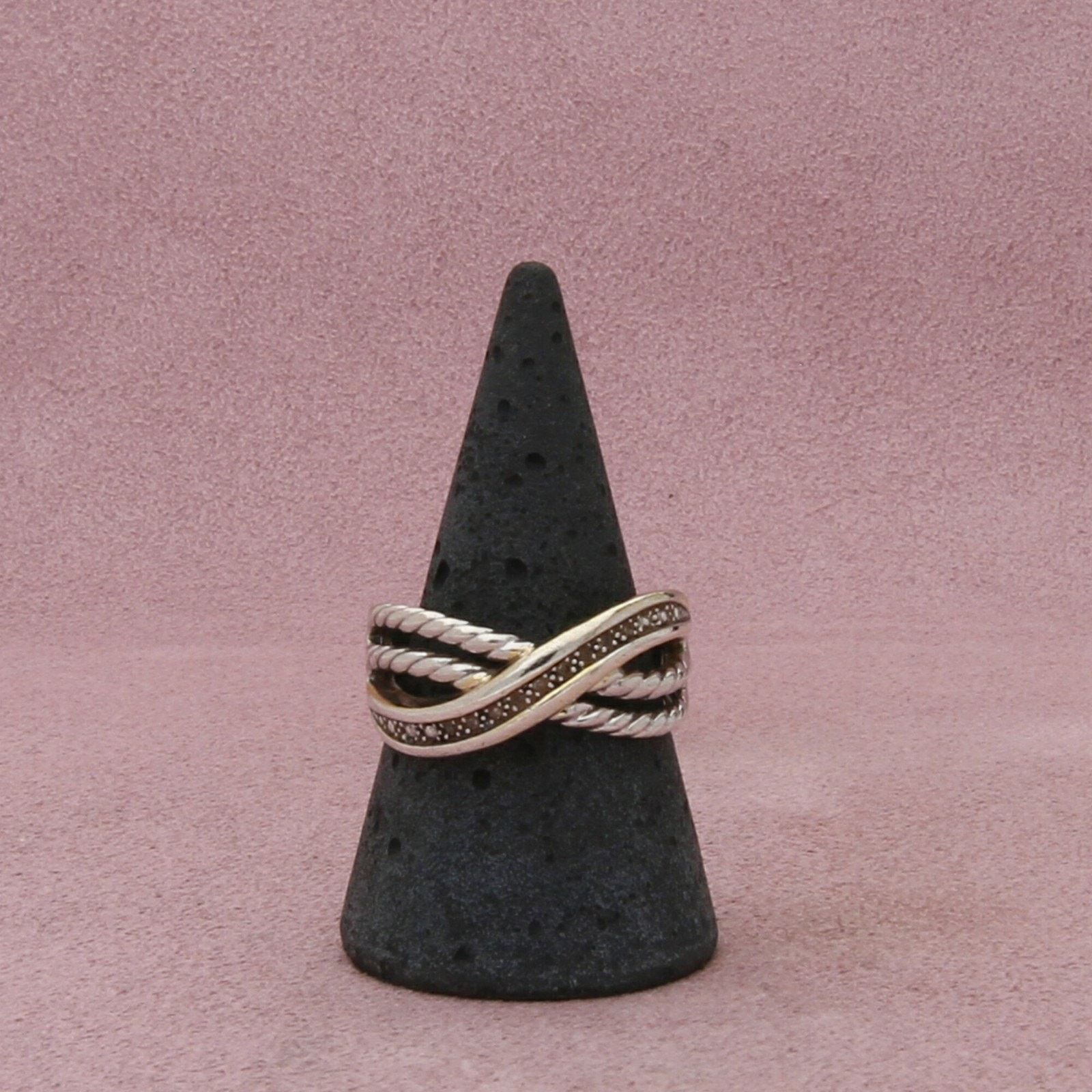 Sterling Silver sterling silver diamond accent crossover band ring size 9 Size ONE SIZE - 1 Thumbnail