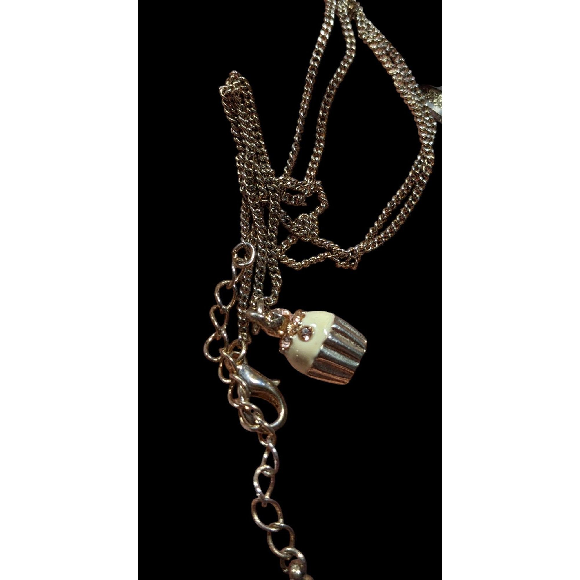 Other Dainty Rhinestone Cupcake Pendant Necklace Rose Gold Tone Size ONE SIZE - 3 Thumbnail