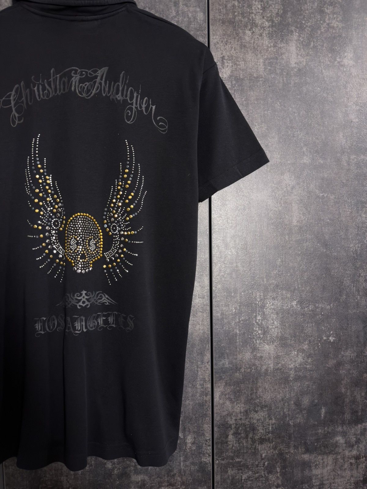 Christian Audigier Vintage Christian Audigier Skull Rhinestones Y2K Polo Tshirt Size US L / EU 52-54 / 3 - 4 Thumbnail